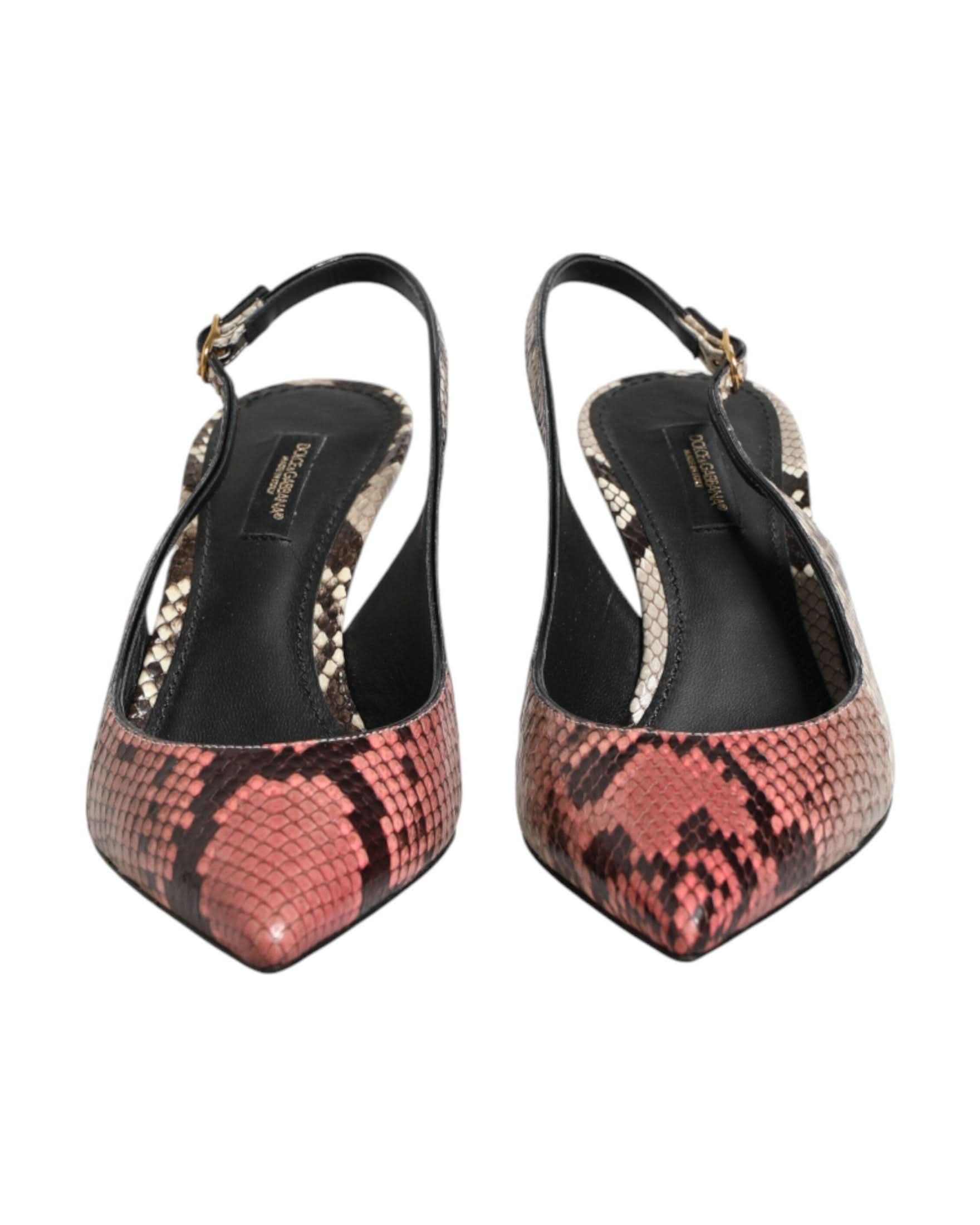 Dolce & Gabbana Multicolor Leather Heels Slingback Shoes Heels