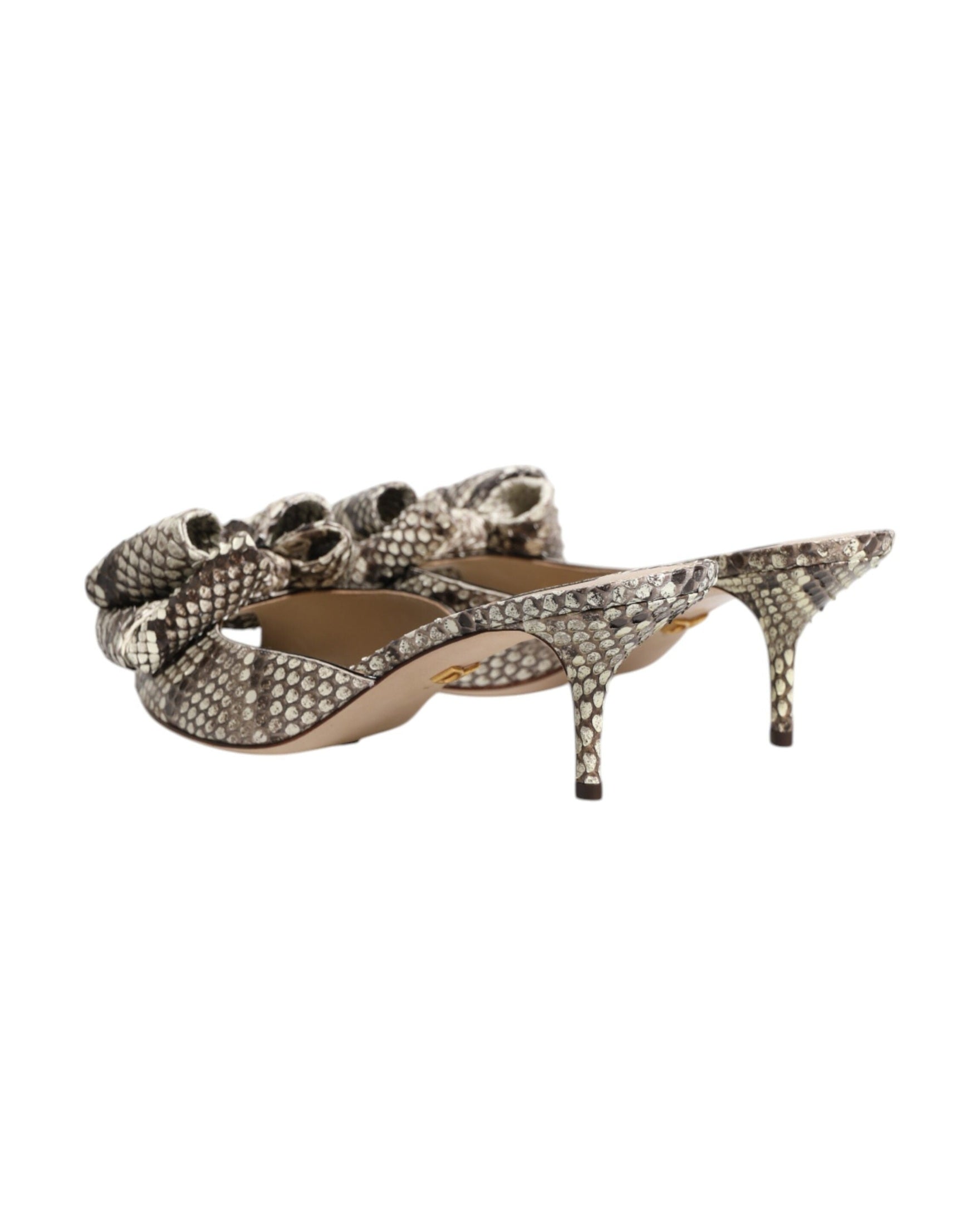 Dolce & Gabbana Multicolor Leather Keira Bow Peep Toe Mules Shoes Glam Steals