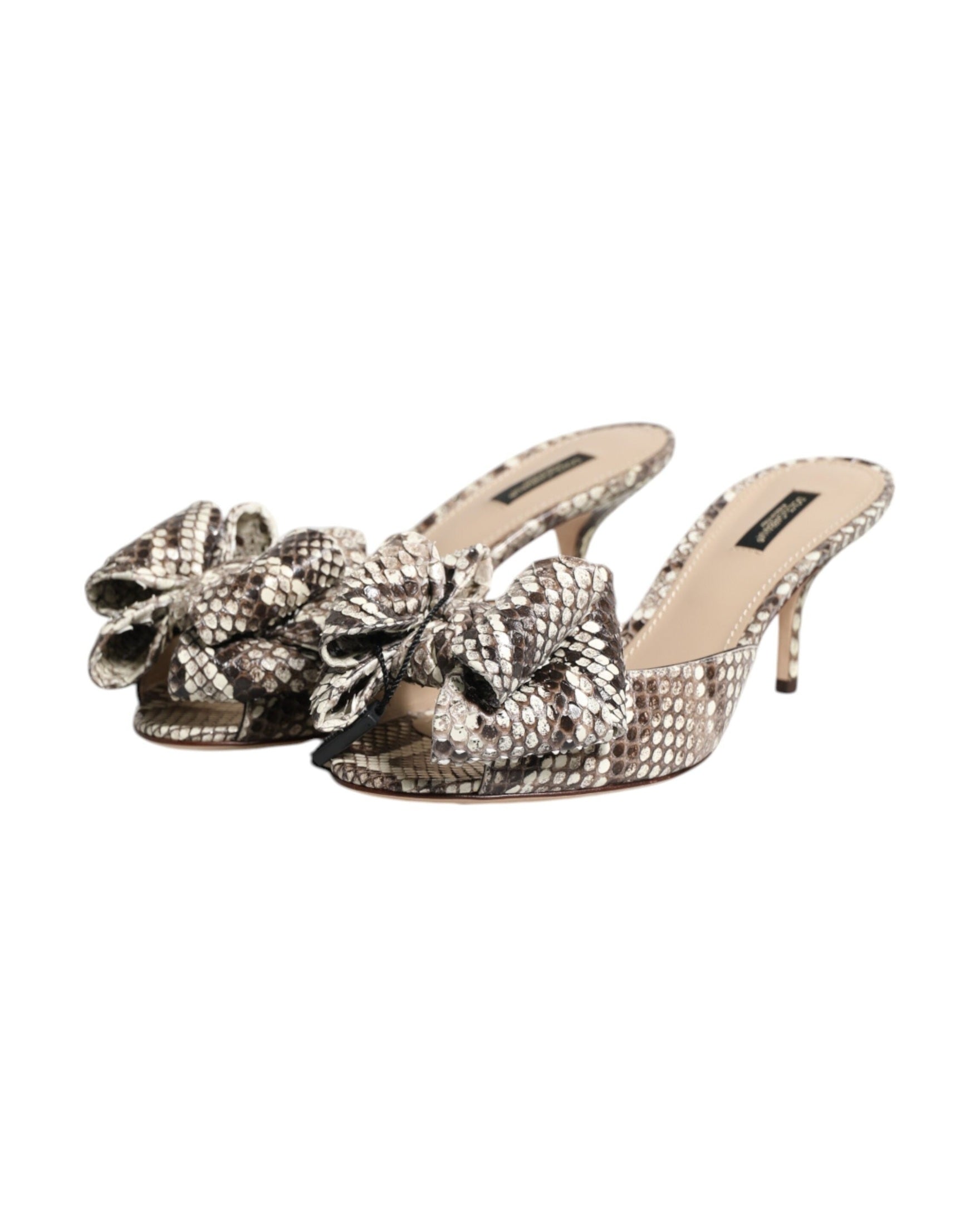 Dolce & Gabbana Multicolor Leather Keira Bow Peep Toe Mules Shoes Glam Steals