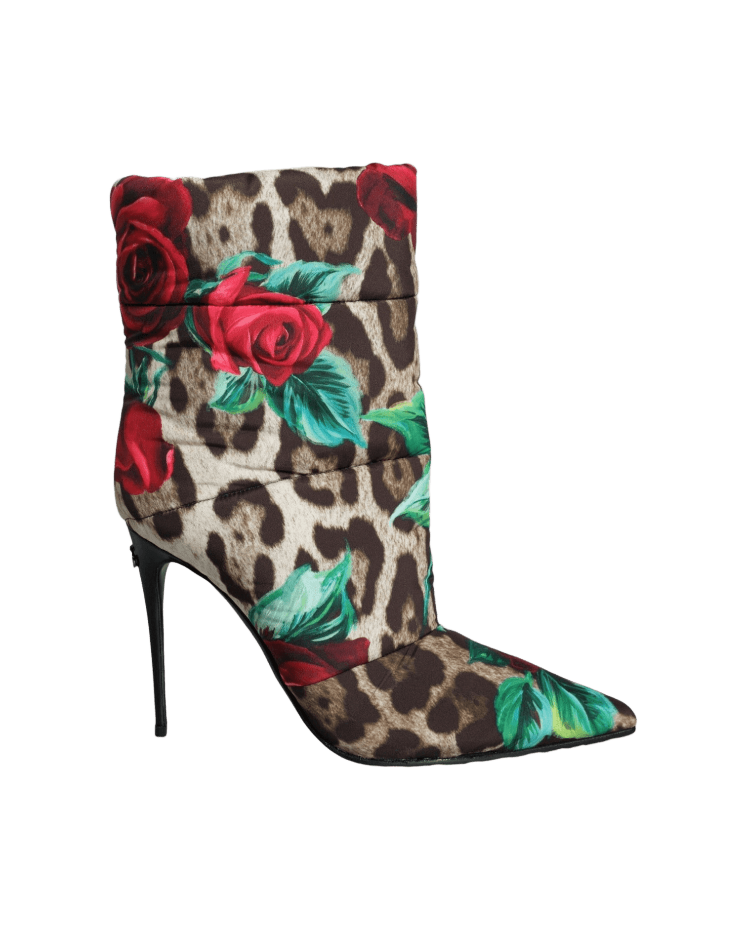 Dolce & Gabbana Multicolor Leopard Rose Mid Calf Boots Shoes Boots