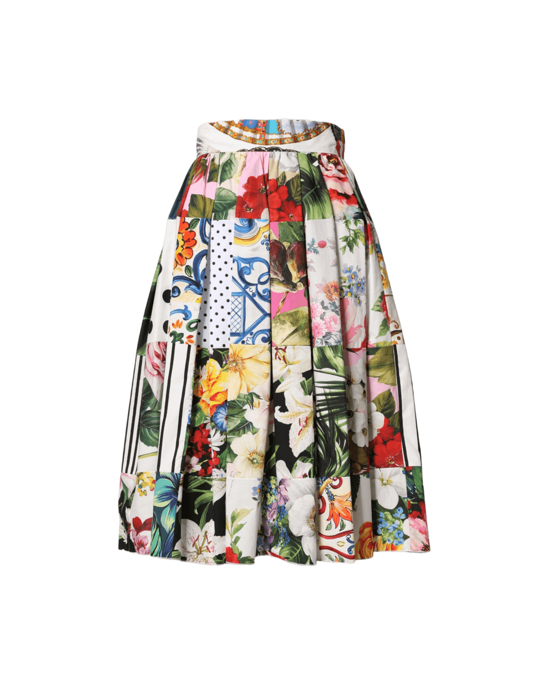 Dolce & Gabbana Multicolor Patchwork High Waist Midi Skirt Glam Steals