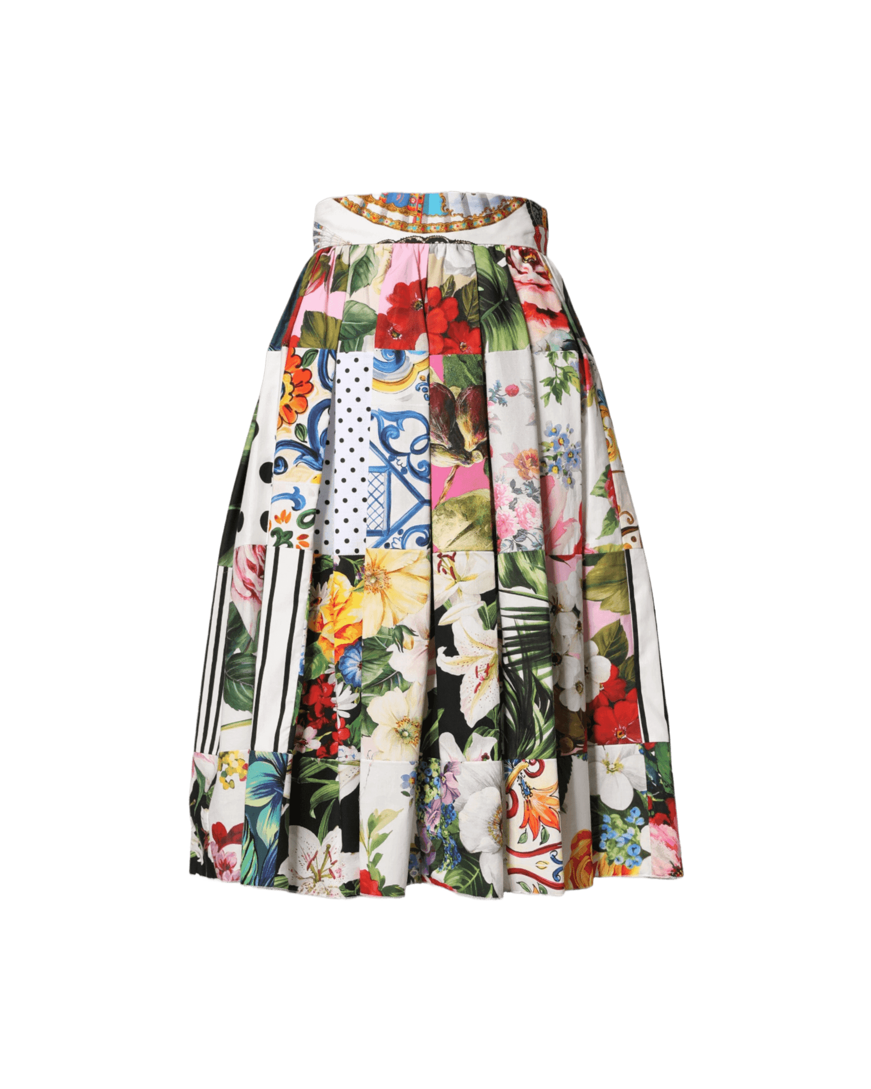 Dolce & Gabbana Multicolor Patchwork High Waist Midi Skirt Skirts