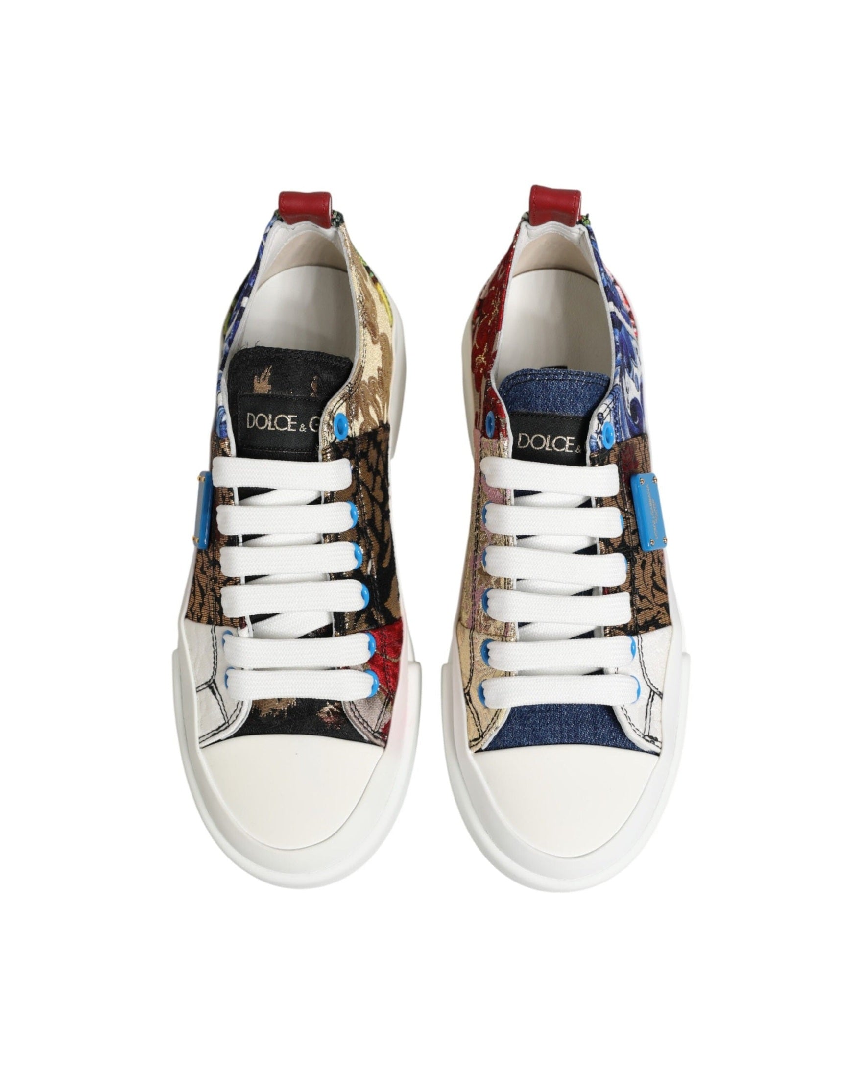 Dolce & Gabbana Multicolor Patchwork Low Top Sneakers Shoes Glam Steals