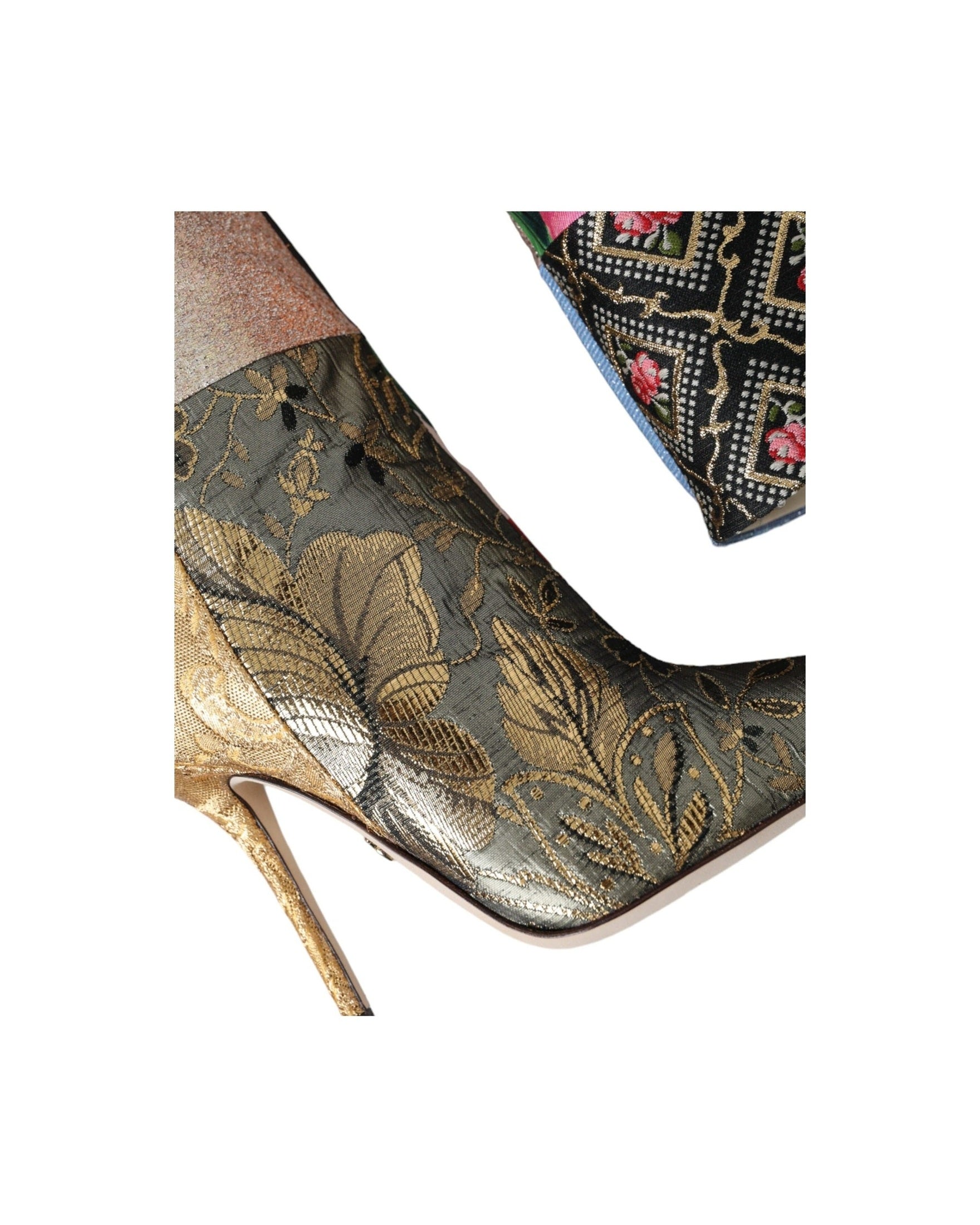 Dolce & Gabbana Multicolor Patchwork Print Heeled Boots Shoes Glam Steals