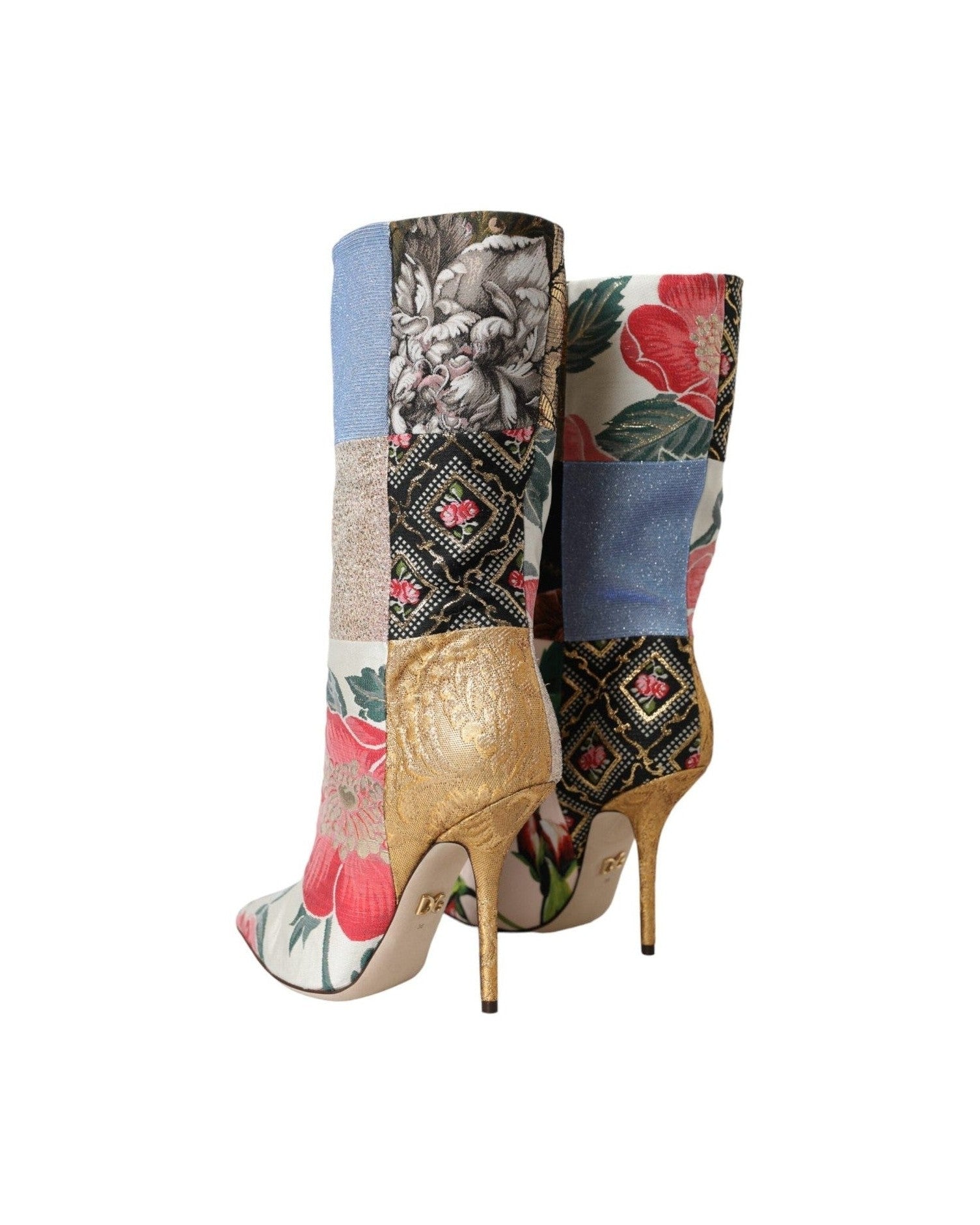 Dolce & Gabbana Multicolor Patchwork Print Heeled Boots Shoes Glam Steals