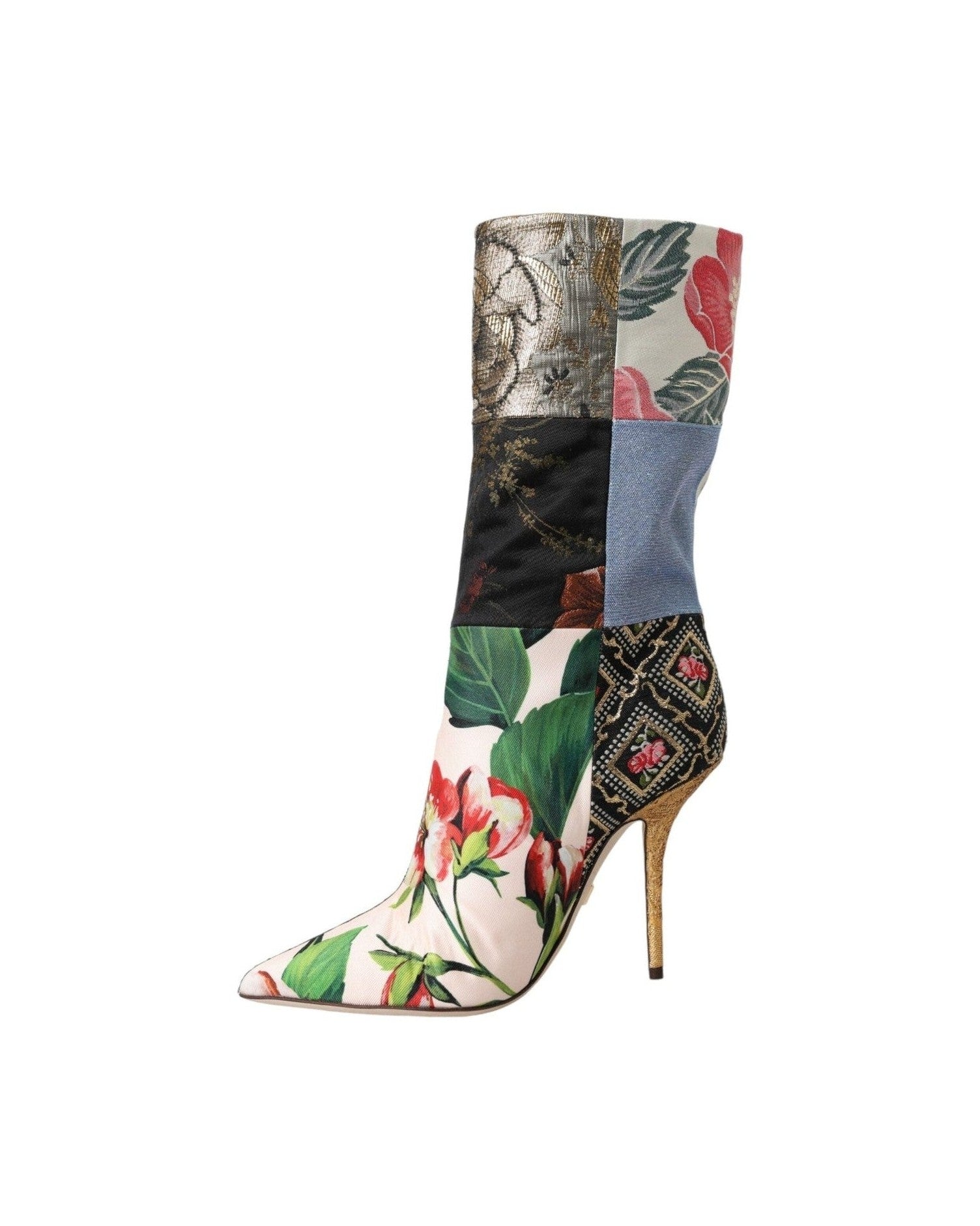 Dolce & Gabbana Multicolor Patchwork Print Heeled Boots Shoes Glam Steals