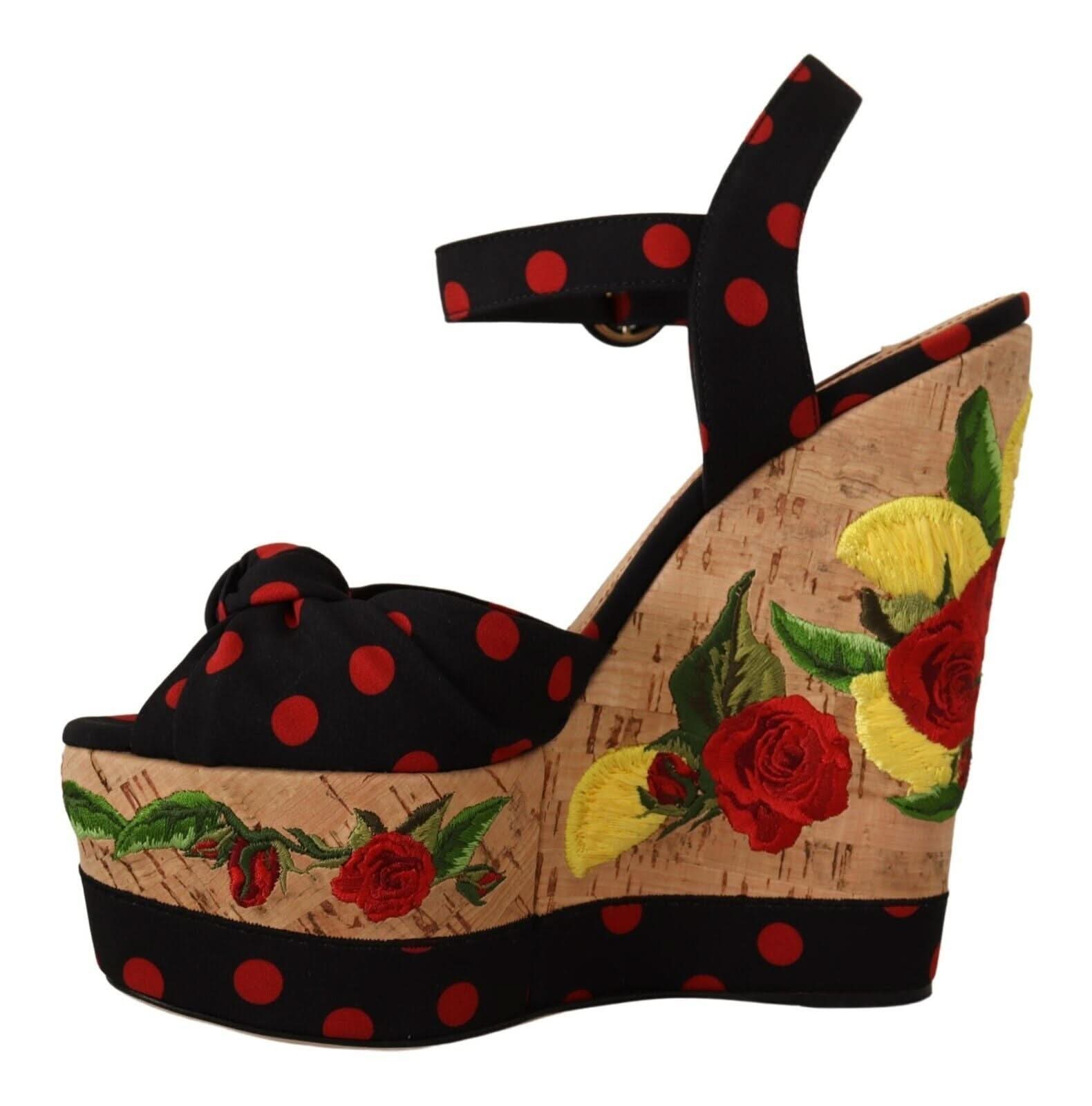 Dolce & Gabbana Multicolor Platform Wedges Sandals Charmeuse Shoes Sandals