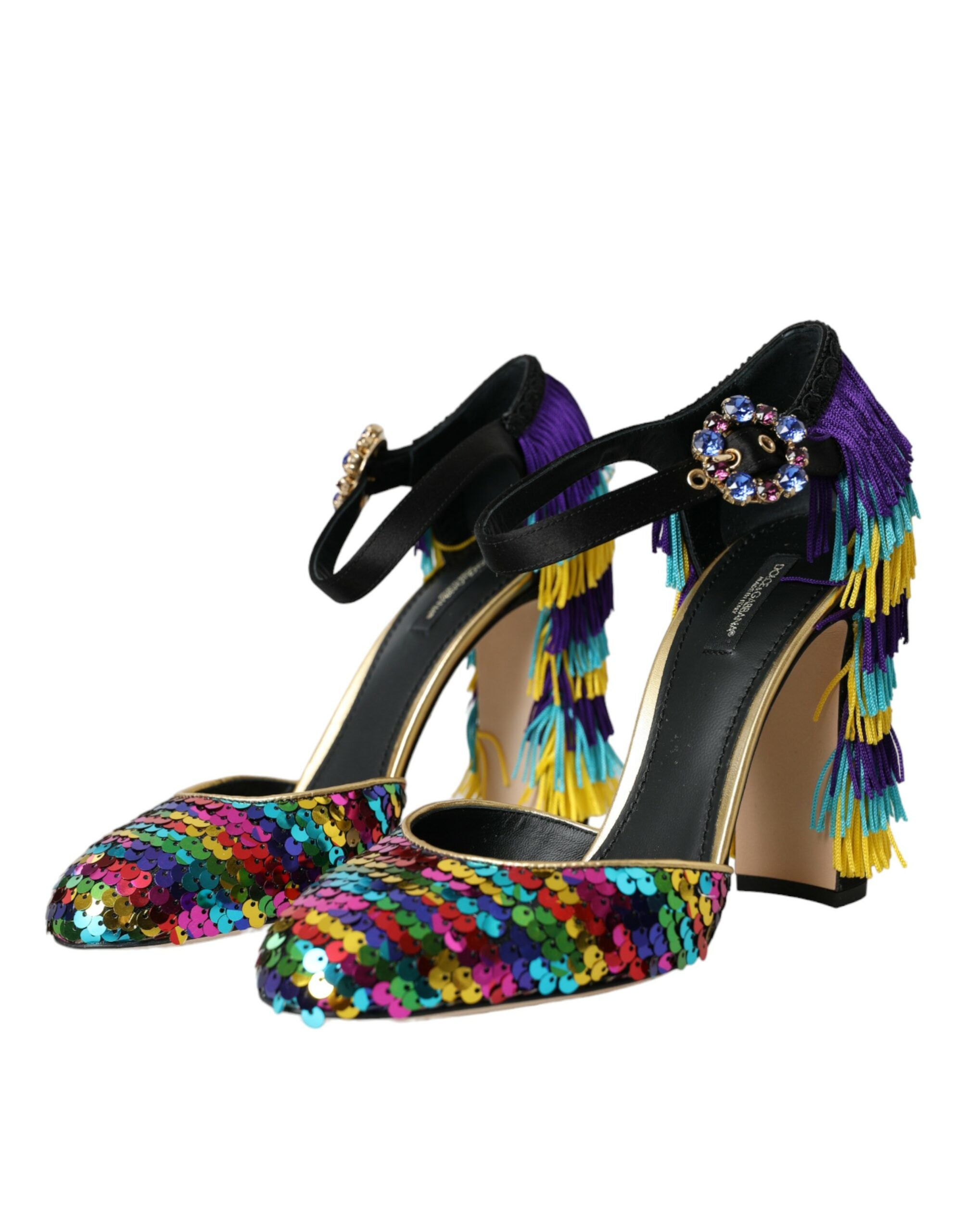 Dolce & Gabbana Multicolor Sequin Crystal Mary Jane Shoes Glam Steals