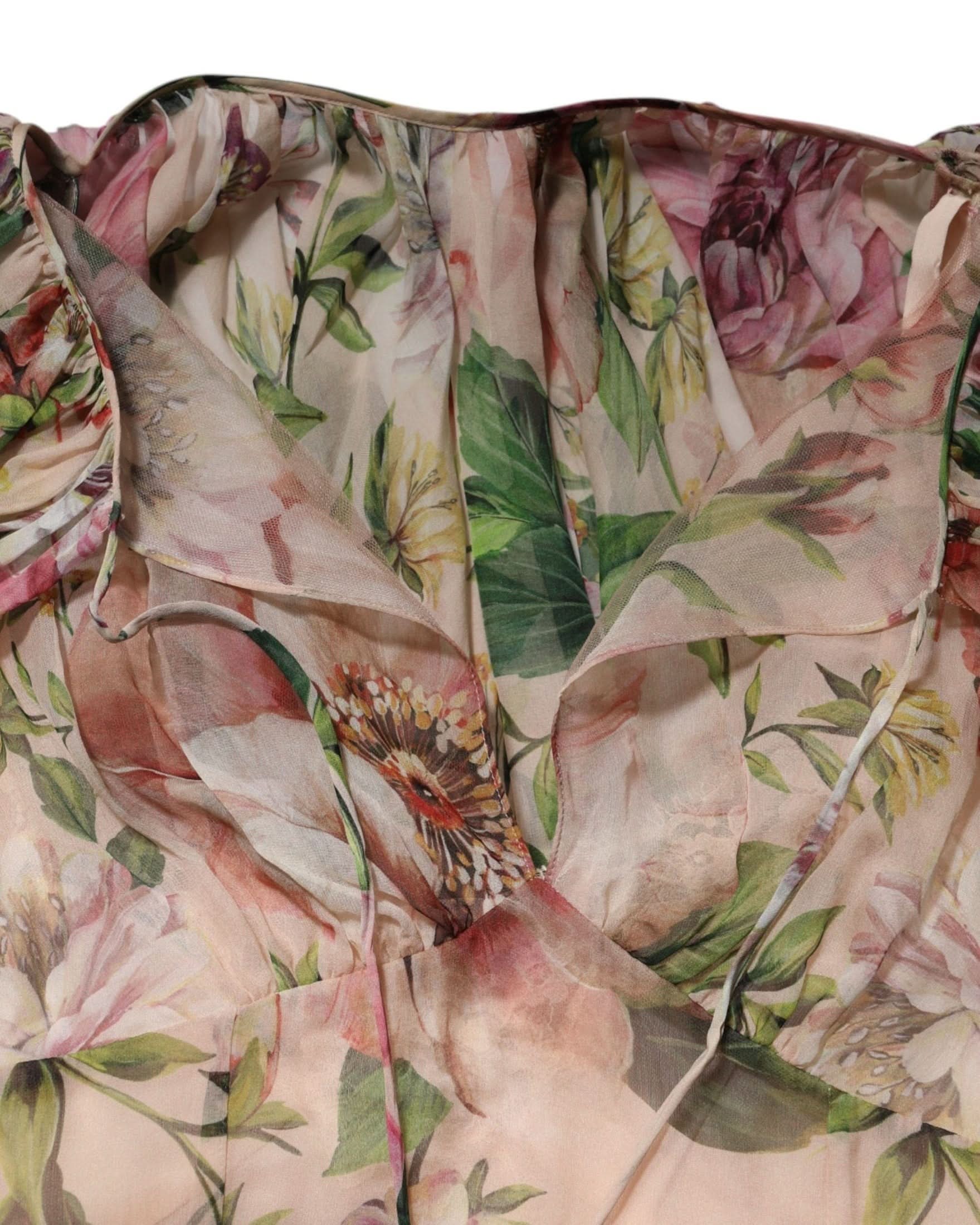 Dolce & Gabbana Multicolor Silk Floral Layered Maxi Dress