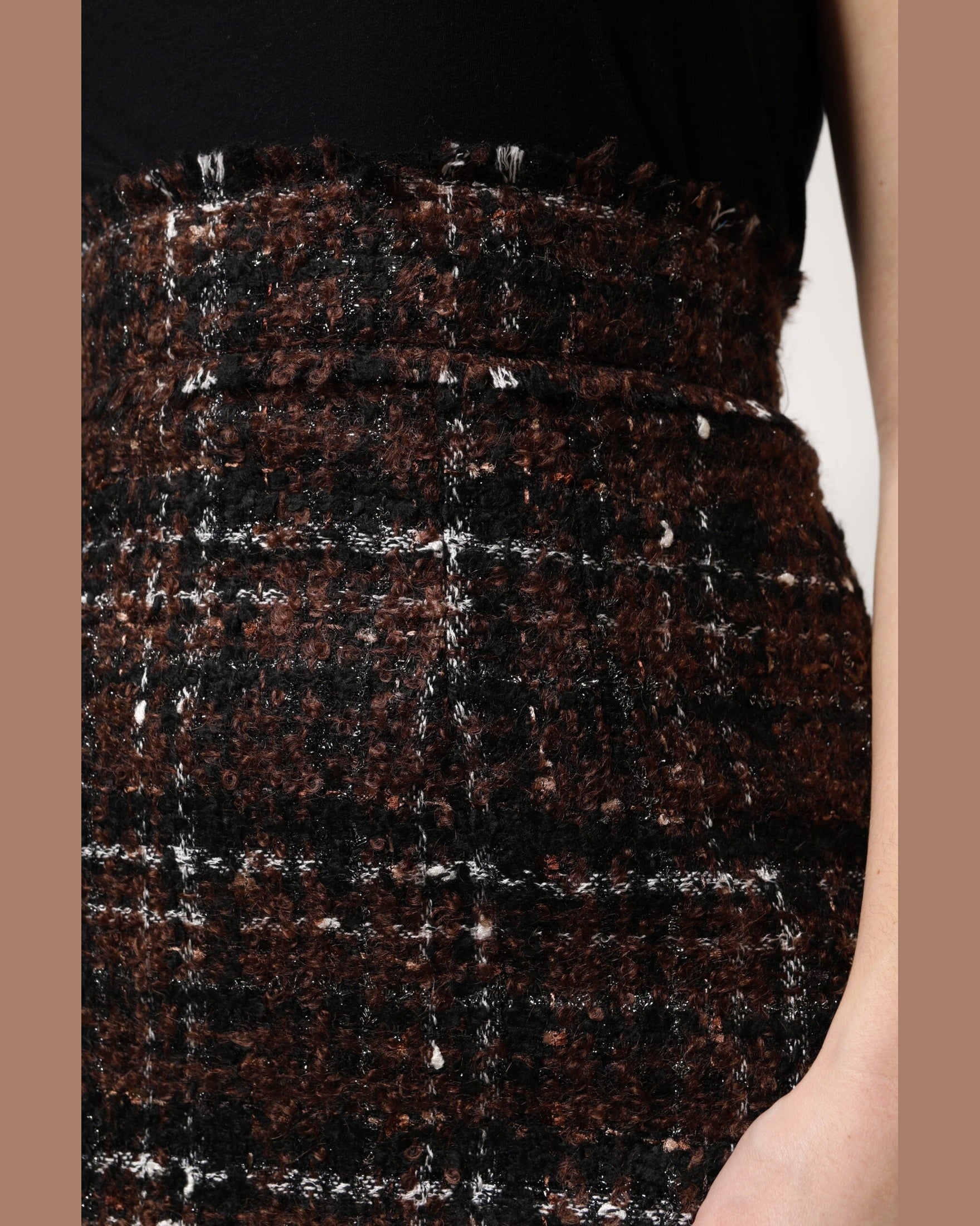 Dolce & Gabbana Multicolor Tweed High Waist Tartan Pencil Cut Skirt Skirts