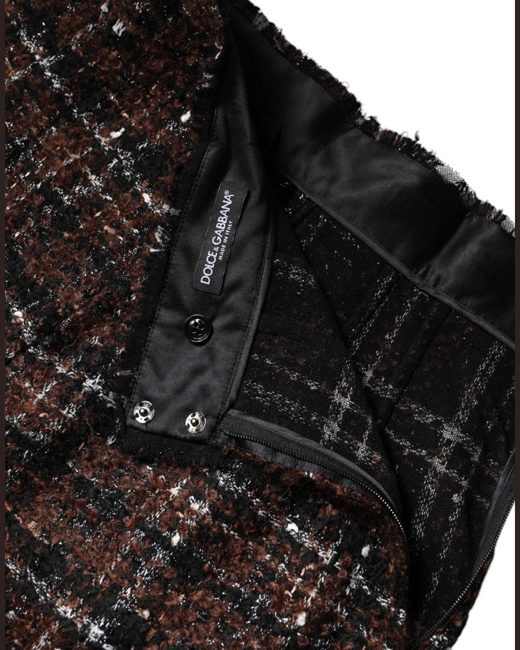 Dolce & Gabbana Multicolor Tweed High Waist Tartan Pencil Cut Skirt Skirts