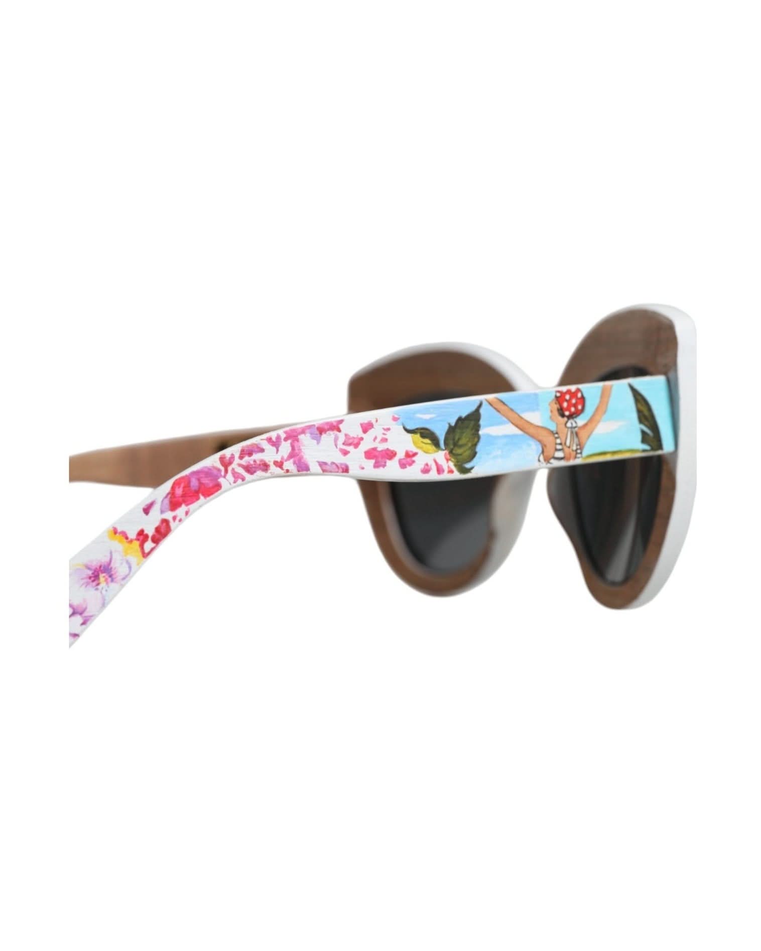 Dolce & Gabbana Multicolor Wood Crystal Brass Frame Floral Hand Paint Sunglasses Sunglasses