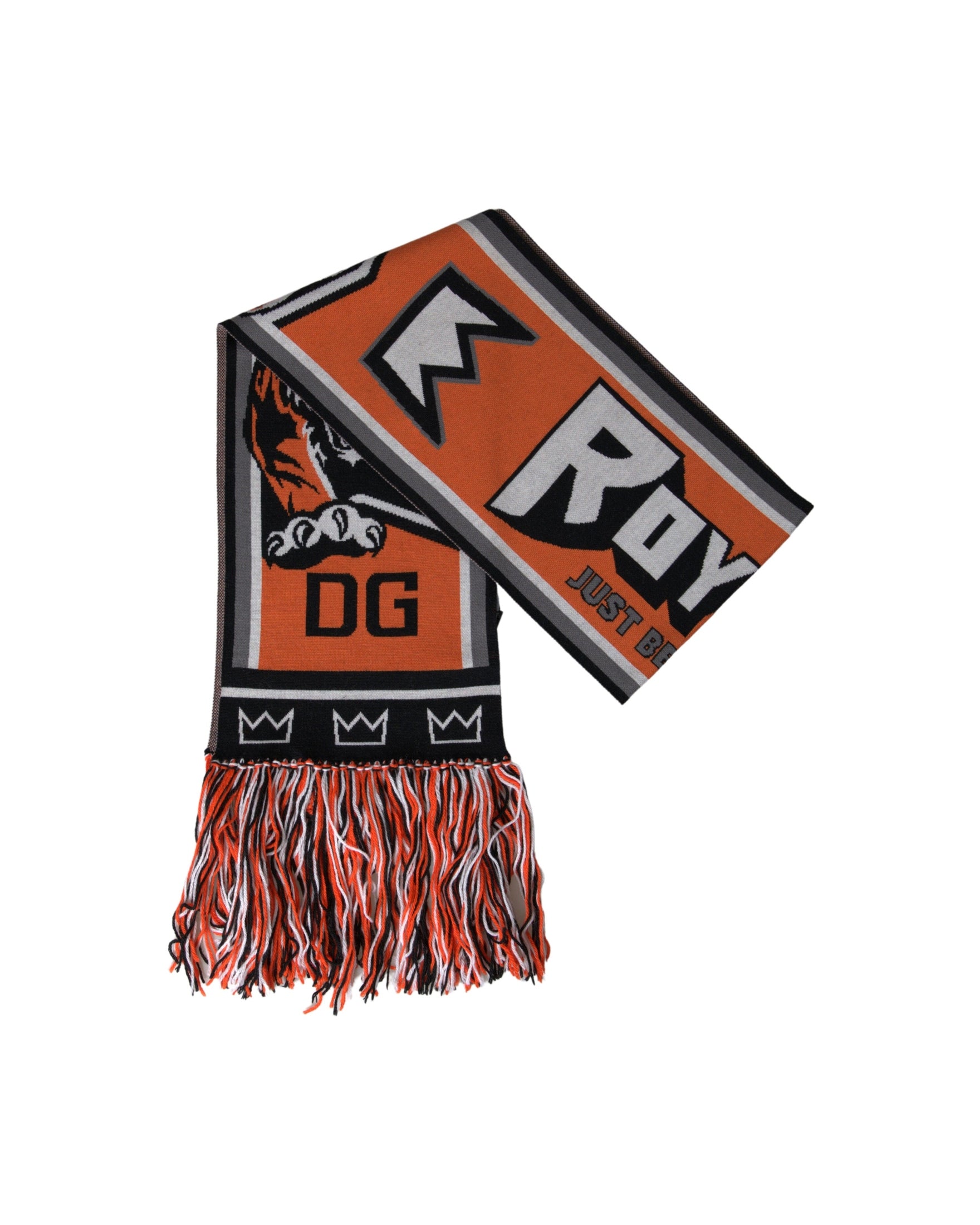 Dolce & Gabbana Multicolor Wool Dg Royals Wrap Fringe Scarf Scarves & Shawls