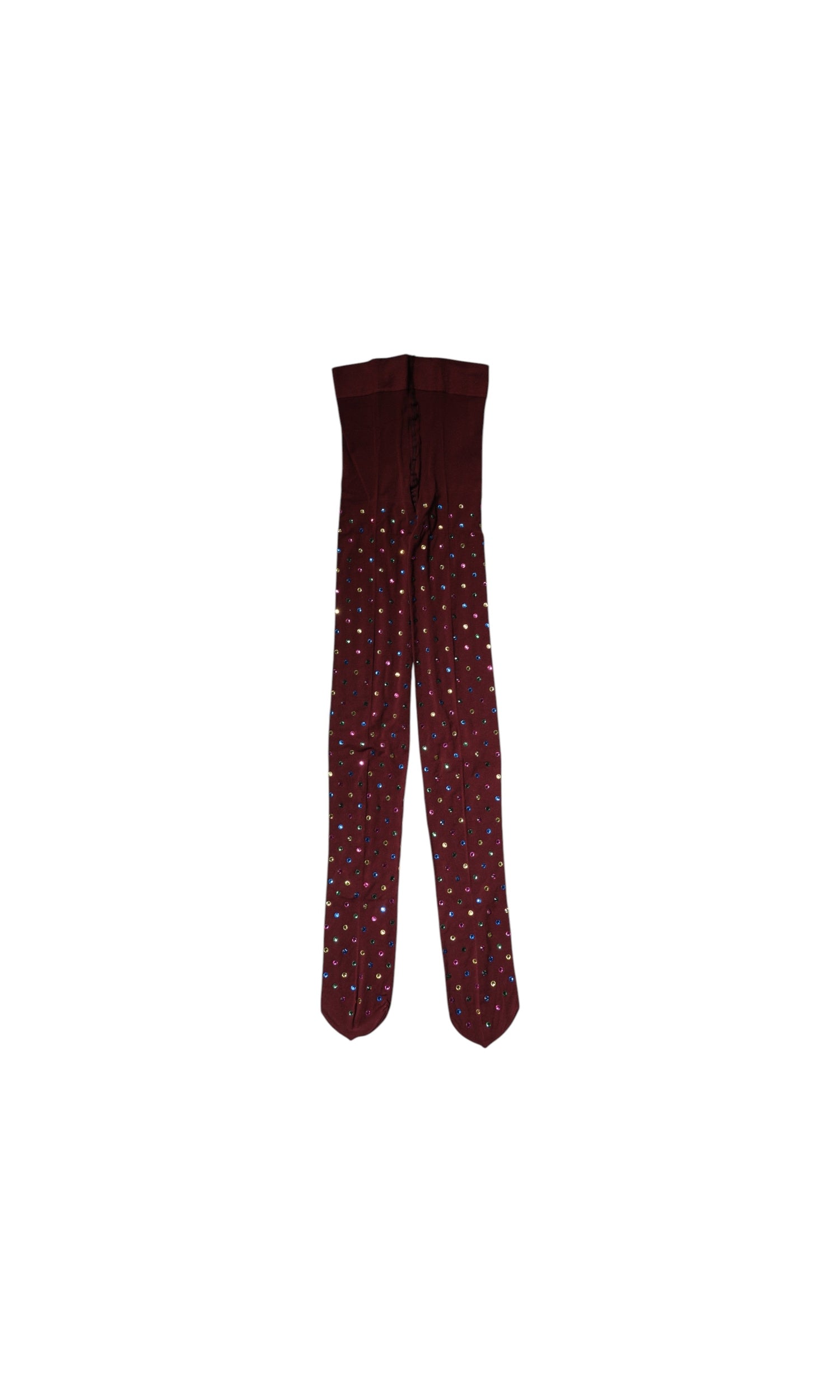 Dolce & Gabbana Nylon Maroon Crystal Embellished Pantyhose Tights Glam Steals