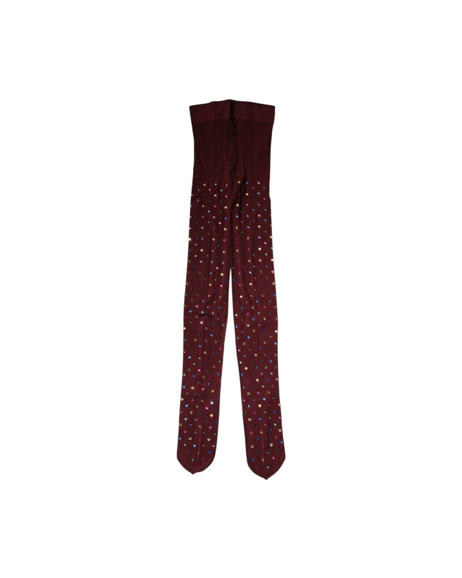 Dolce & Gabbana Nylon Maroon Crystal Embellished Pantyhose Tights Glam Steals