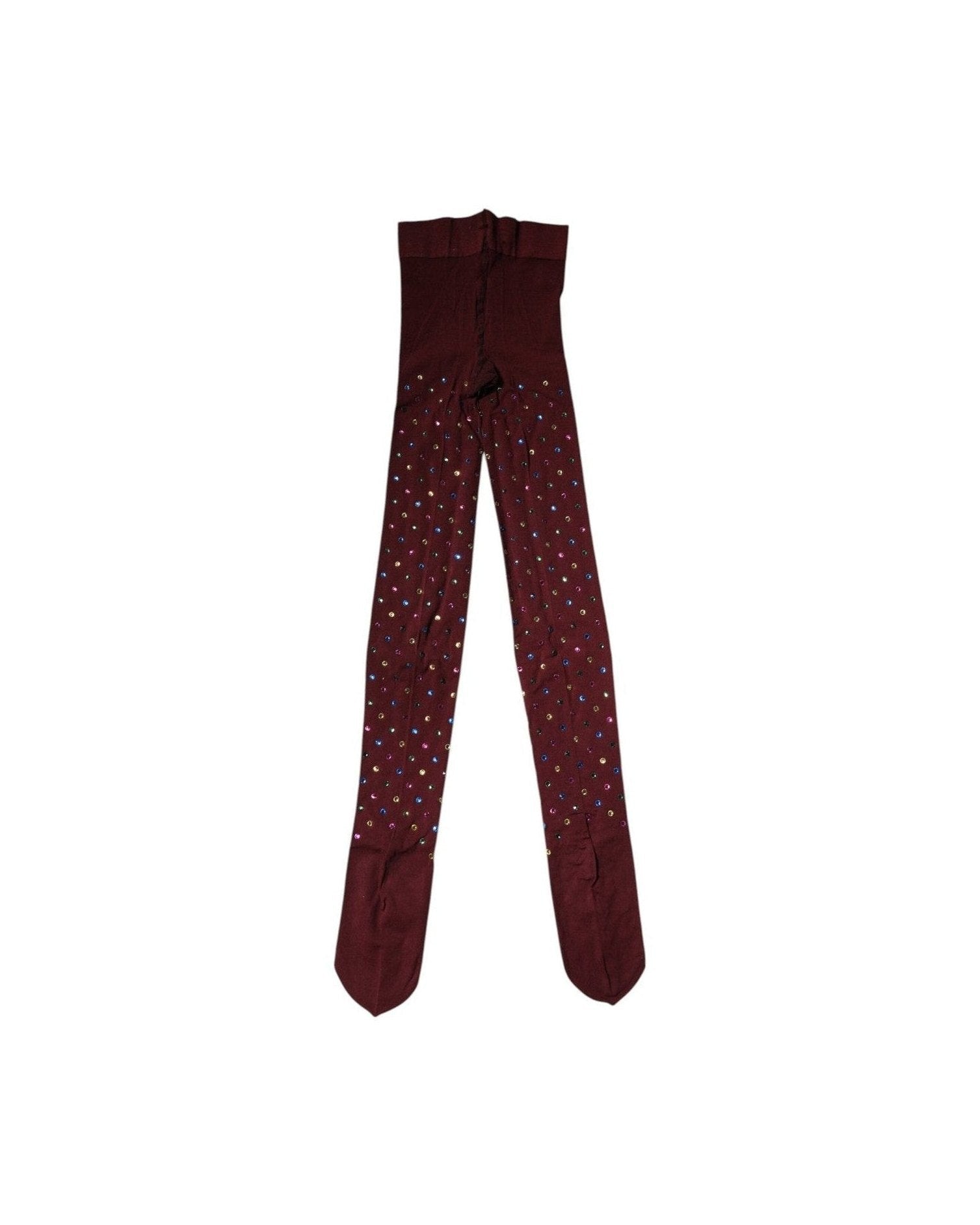 Dolce & Gabbana Nylon Maroon Crystal Embellished Pantyhose Tights Glam Steals