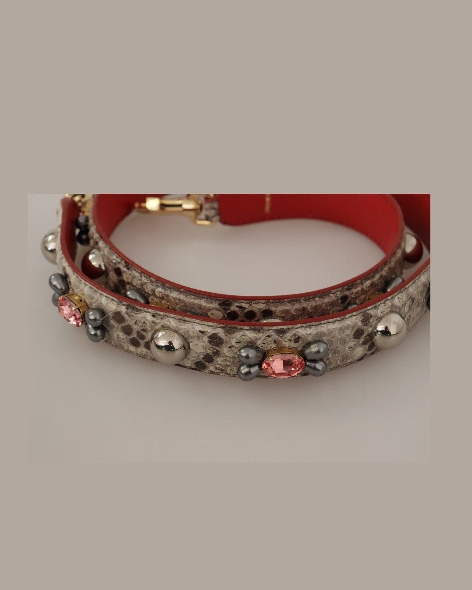 Dolce & Gabbana Opulent Python Leather Bag Strap Beige Glam Steals