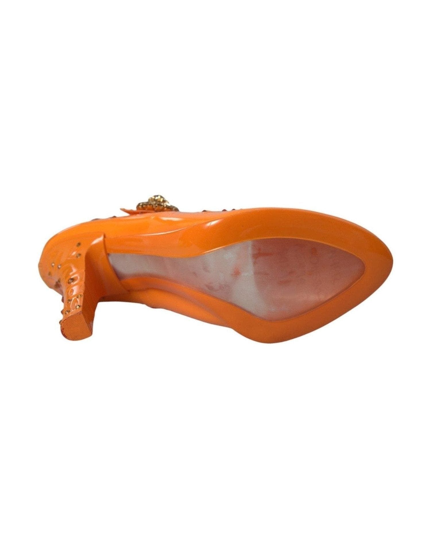 Dolce & Gabbana Orange Cinderella Floral Crystal Pumps Shoes Heels