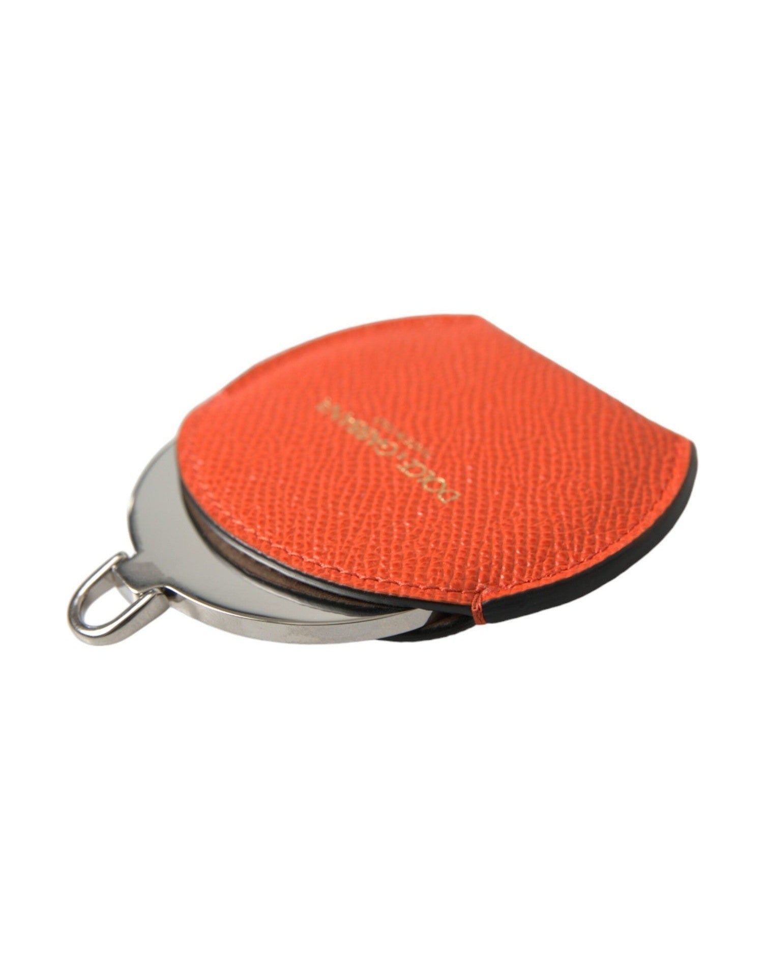 Dolce & Gabbana Elegant Leather Mirror Orange Holder Glam Steals