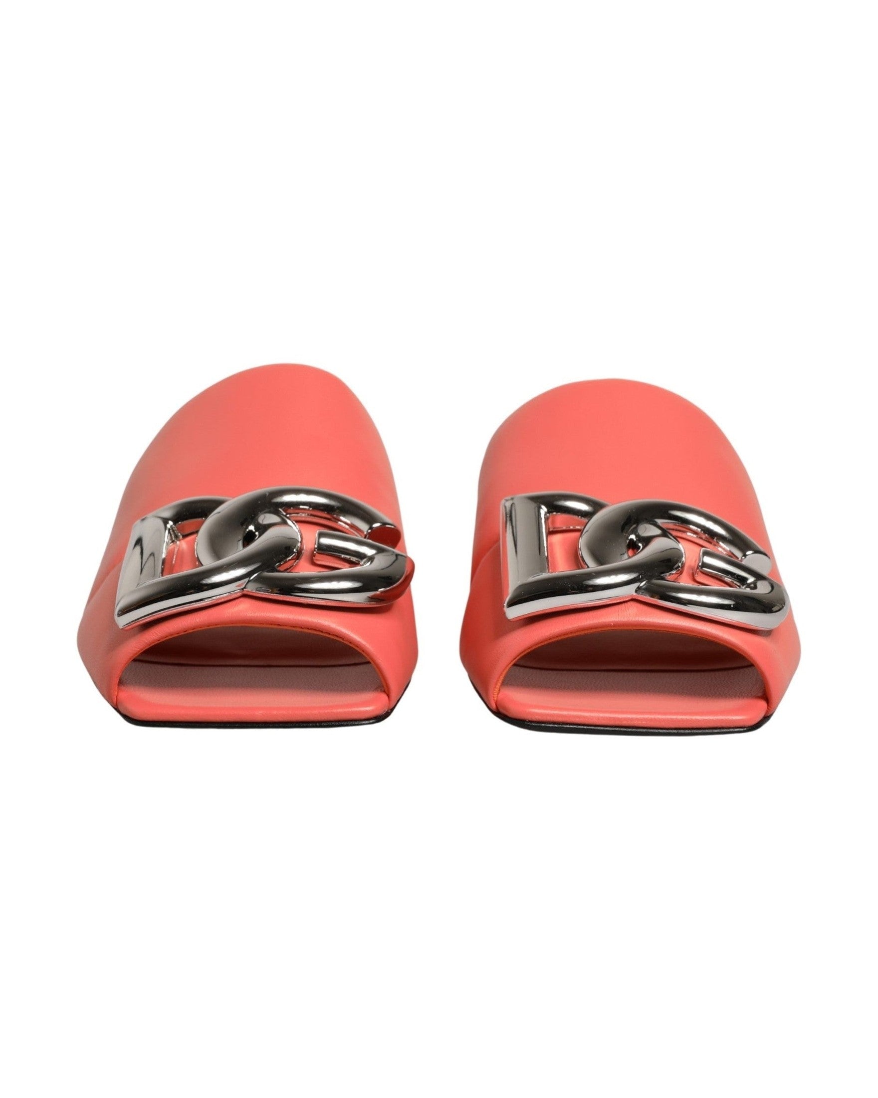 Dolce & Gabbana Orange Leather Dg Logo Flats
