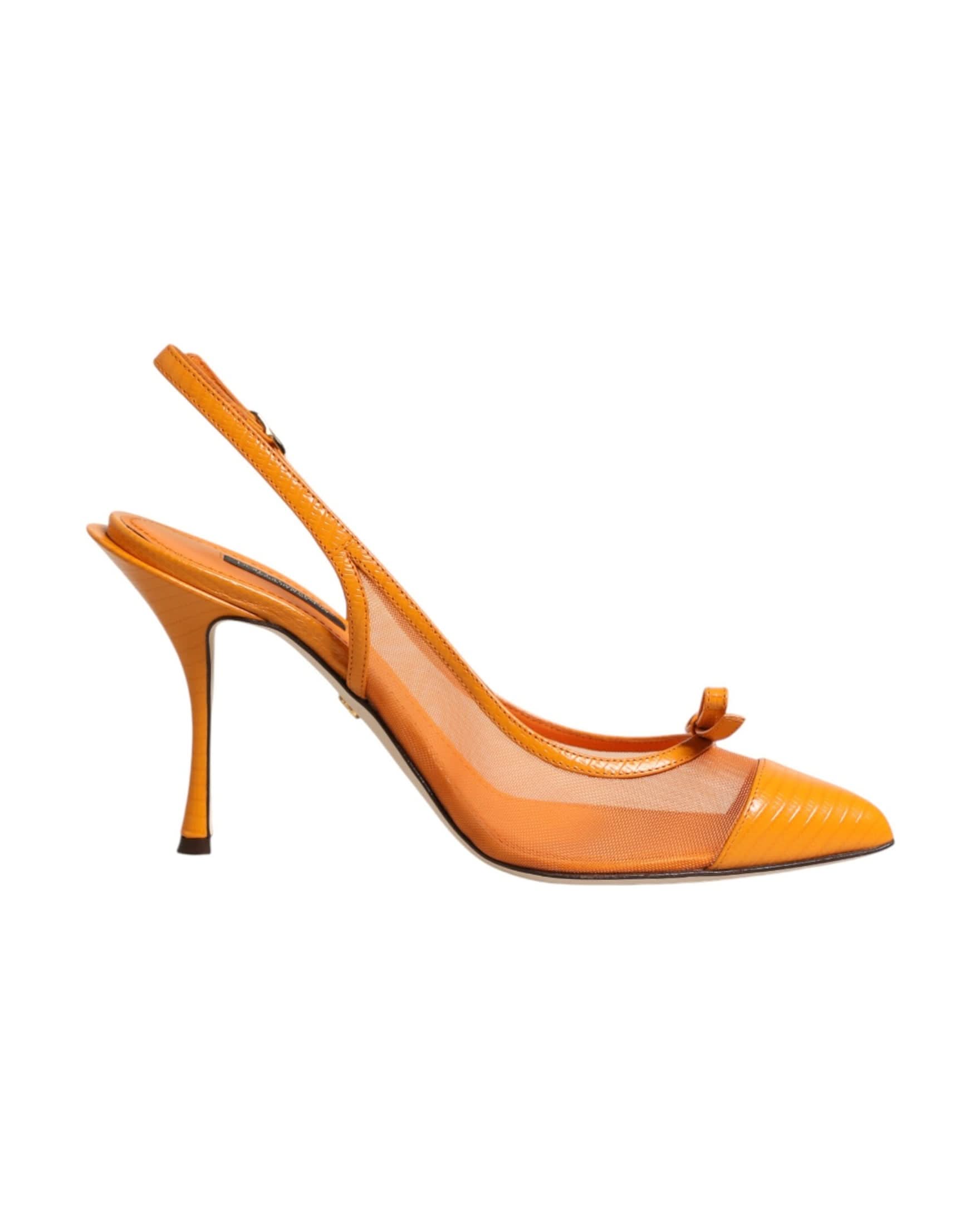 Dolce & Gabbana Orange Leather Mesh Heels Heels