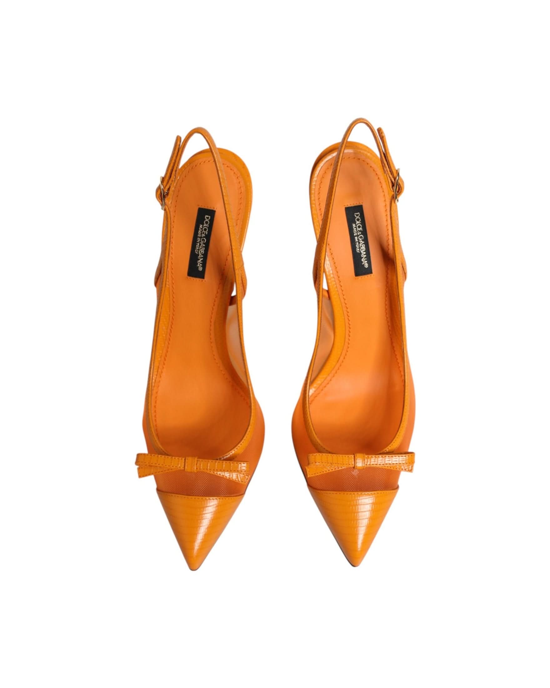 Dolce & Gabbana Orange Leather Mesh Heels Heels
