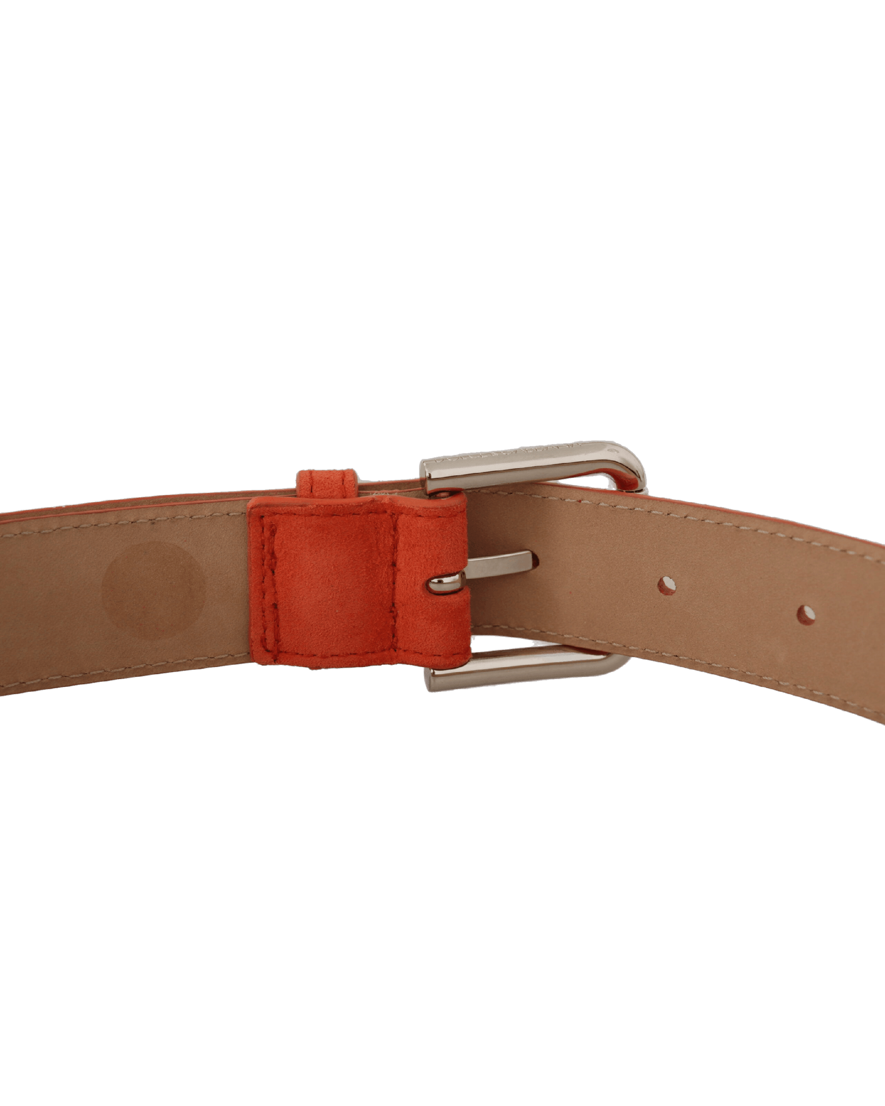 Dolce & Gabbana Orange Leather Suede Logo Metal Buckle Belt Belts