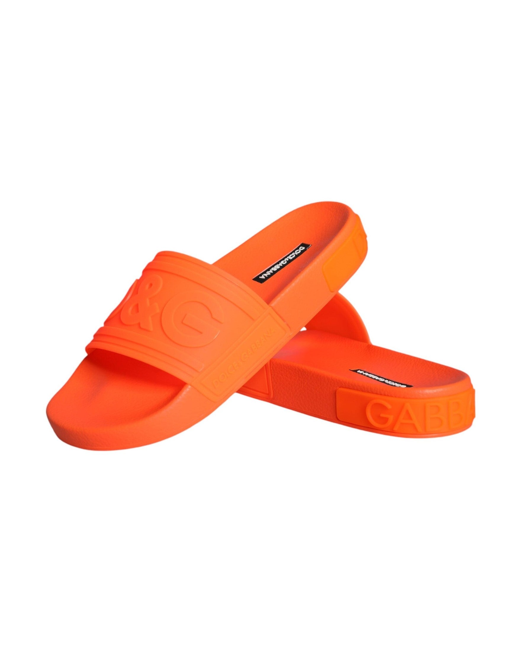 Dolce & Gabbana Orange Rubber Slides Sandals Beachwear Shoes Glam Steals