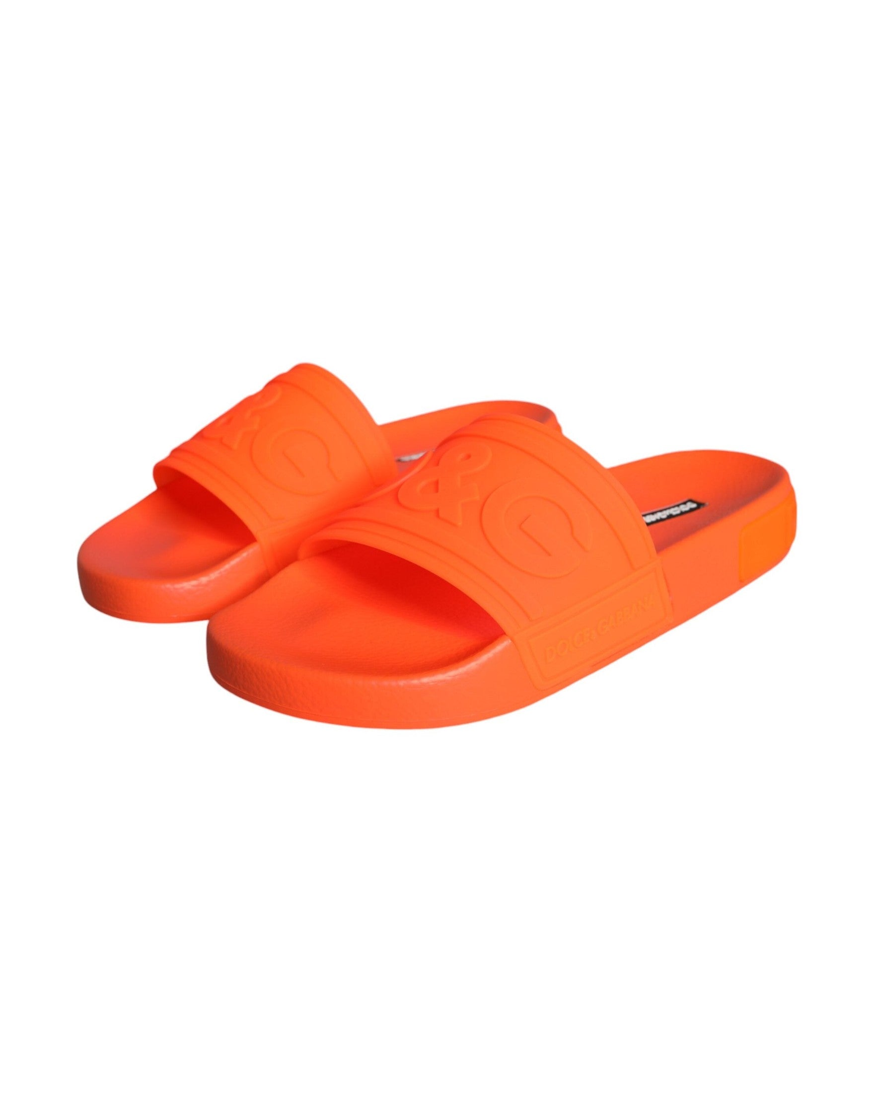 Dolce & Gabbana Orange Rubber Slides Sandals Beachwear Shoes Glam Steals