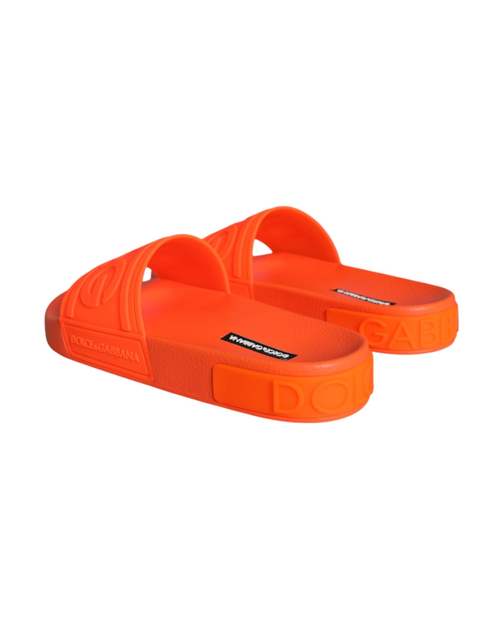 Dolce & Gabbana Orange Rubber Slides Sandals Beachwear Shoes Glam Steals
