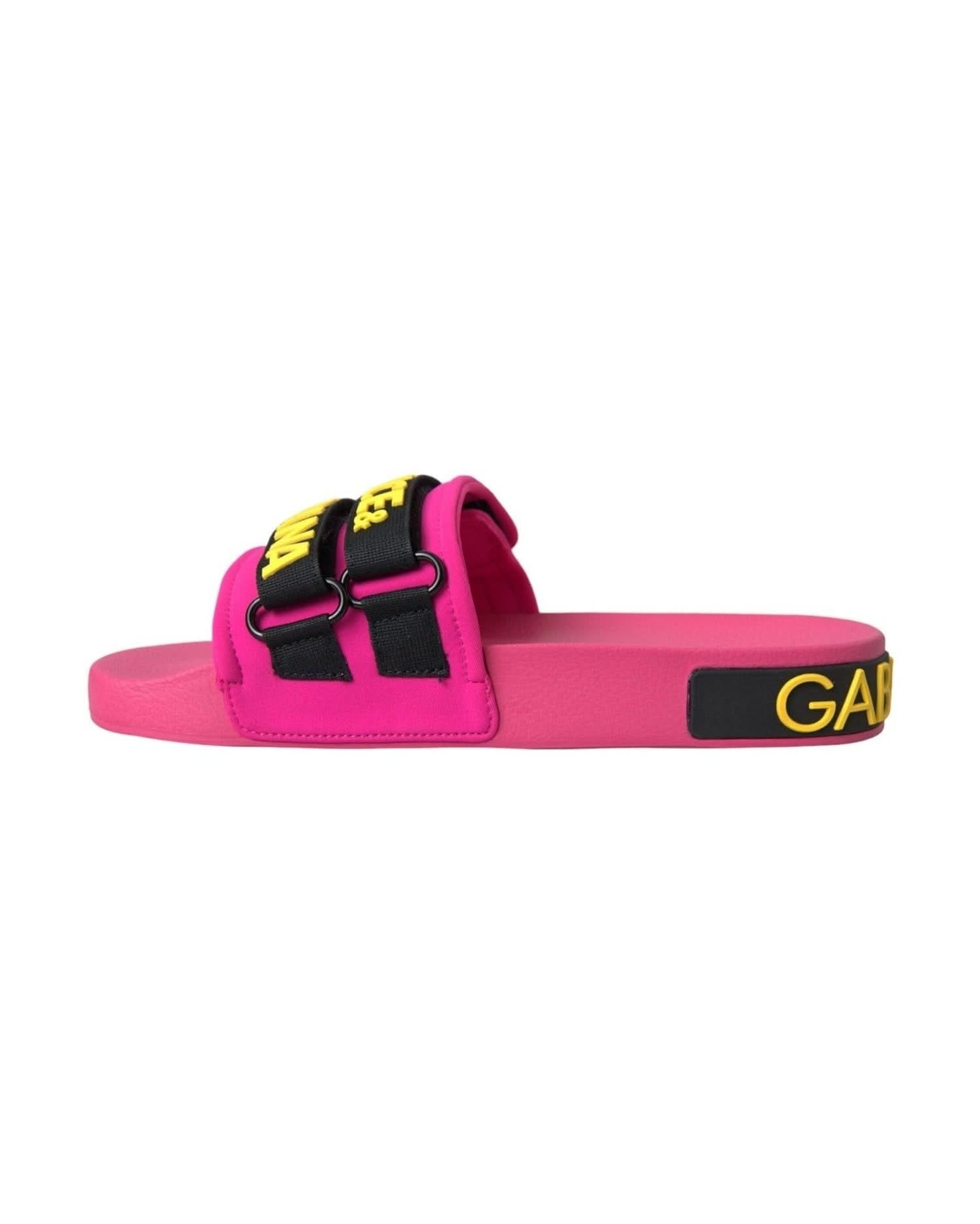 Dolce & Gabbana Pink Logo Beachwear Flats Sandals Shoes Flats