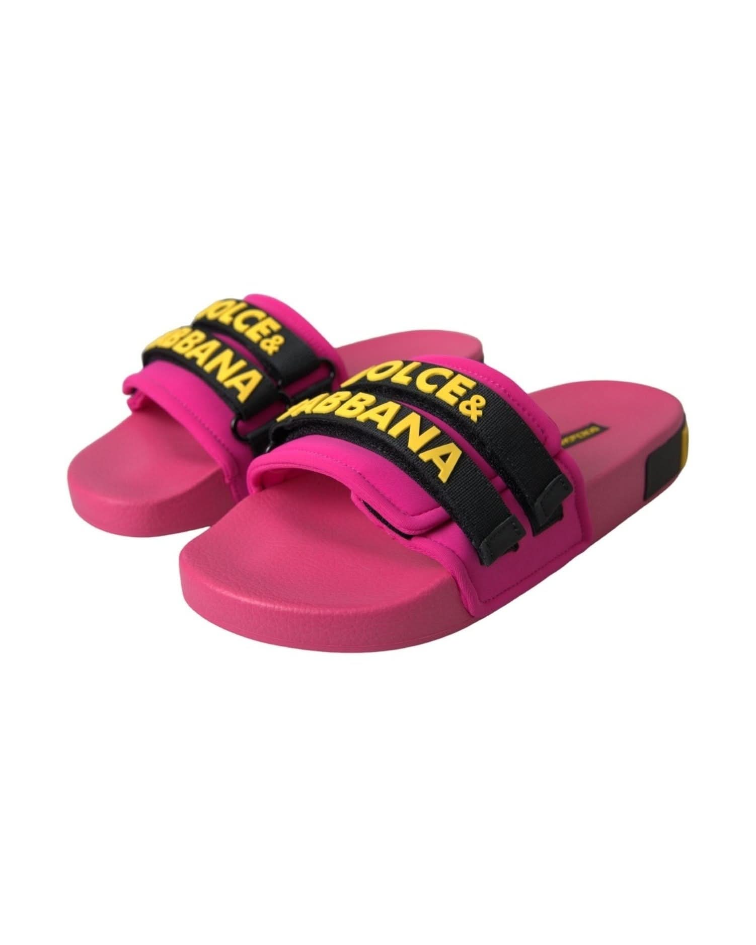 Dolce & Gabbana Pink Logo Beachwear Flats Sandals Shoes Flats