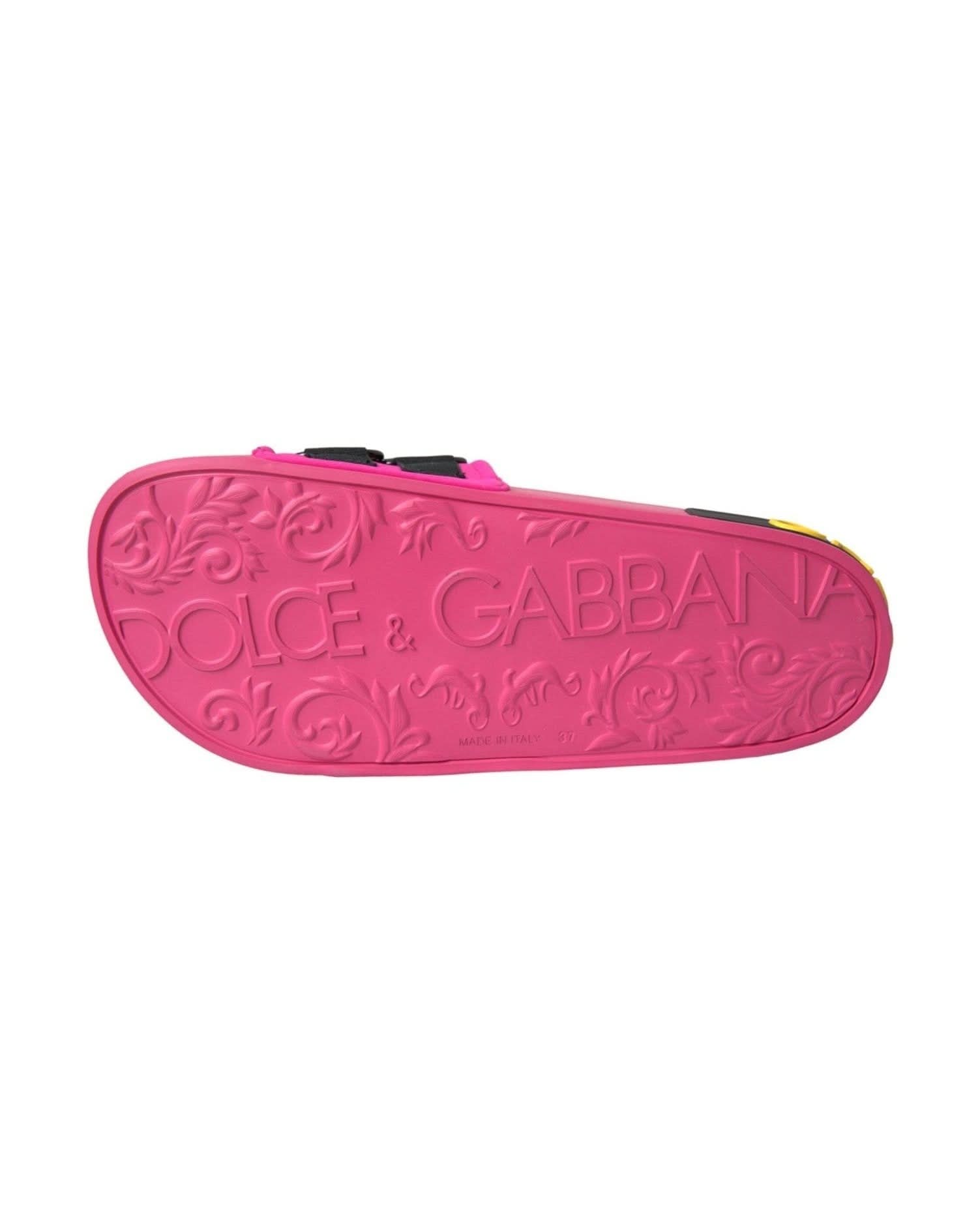 Dolce & Gabbana Pink Logo Beachwear Flats Sandals Shoes Flats