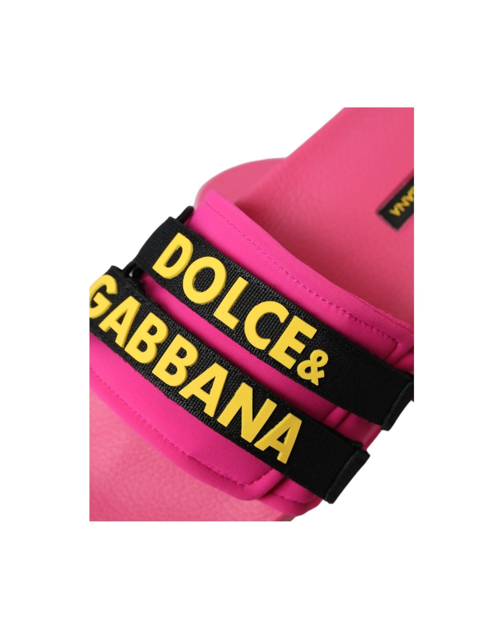 Dolce & Gabbana Pink Logo Beachwear Flats Sandals Shoes Flats