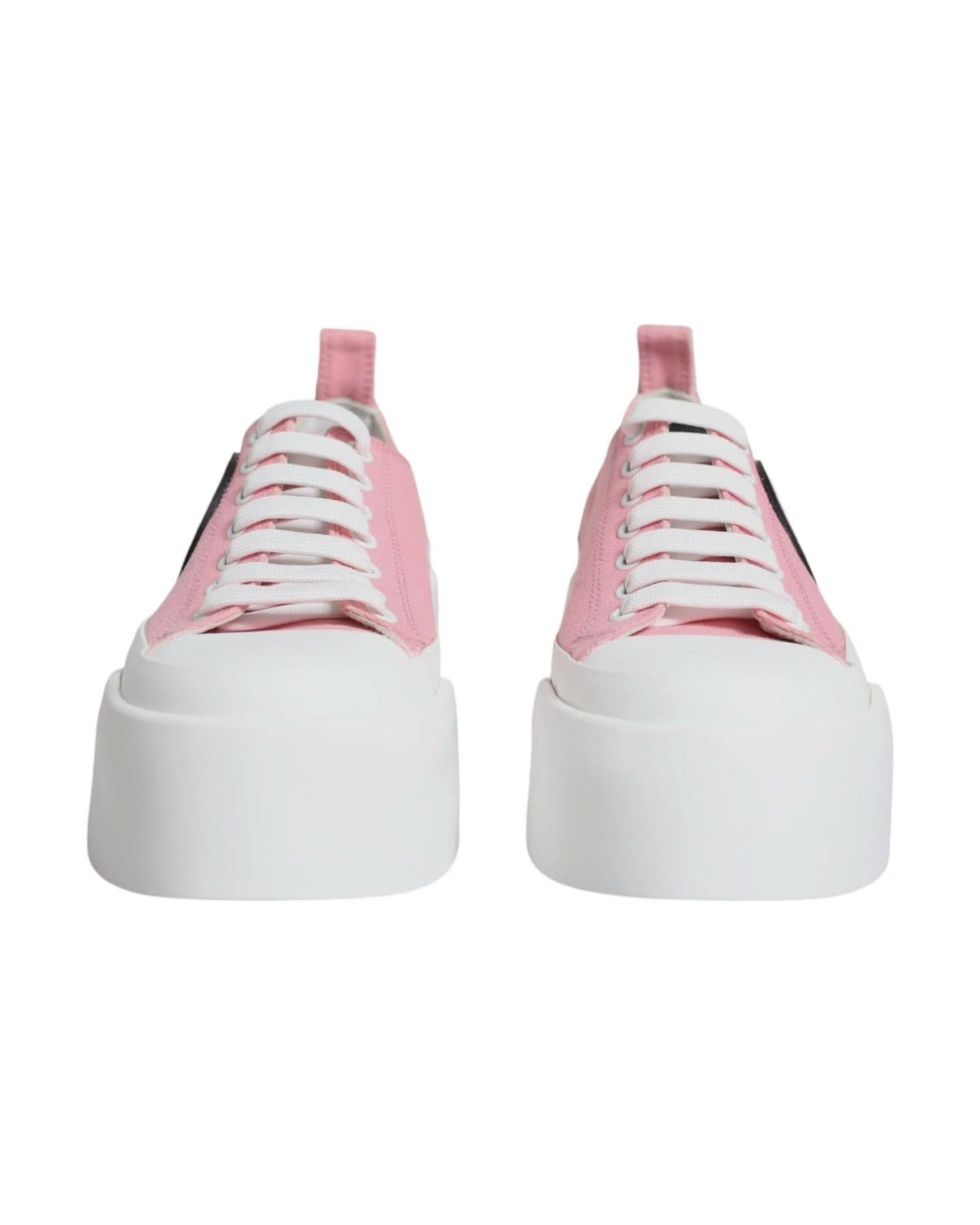 Dolce & Gabbana Pink Canvas Logo Low Top Sneakers Shoes Sneakers
