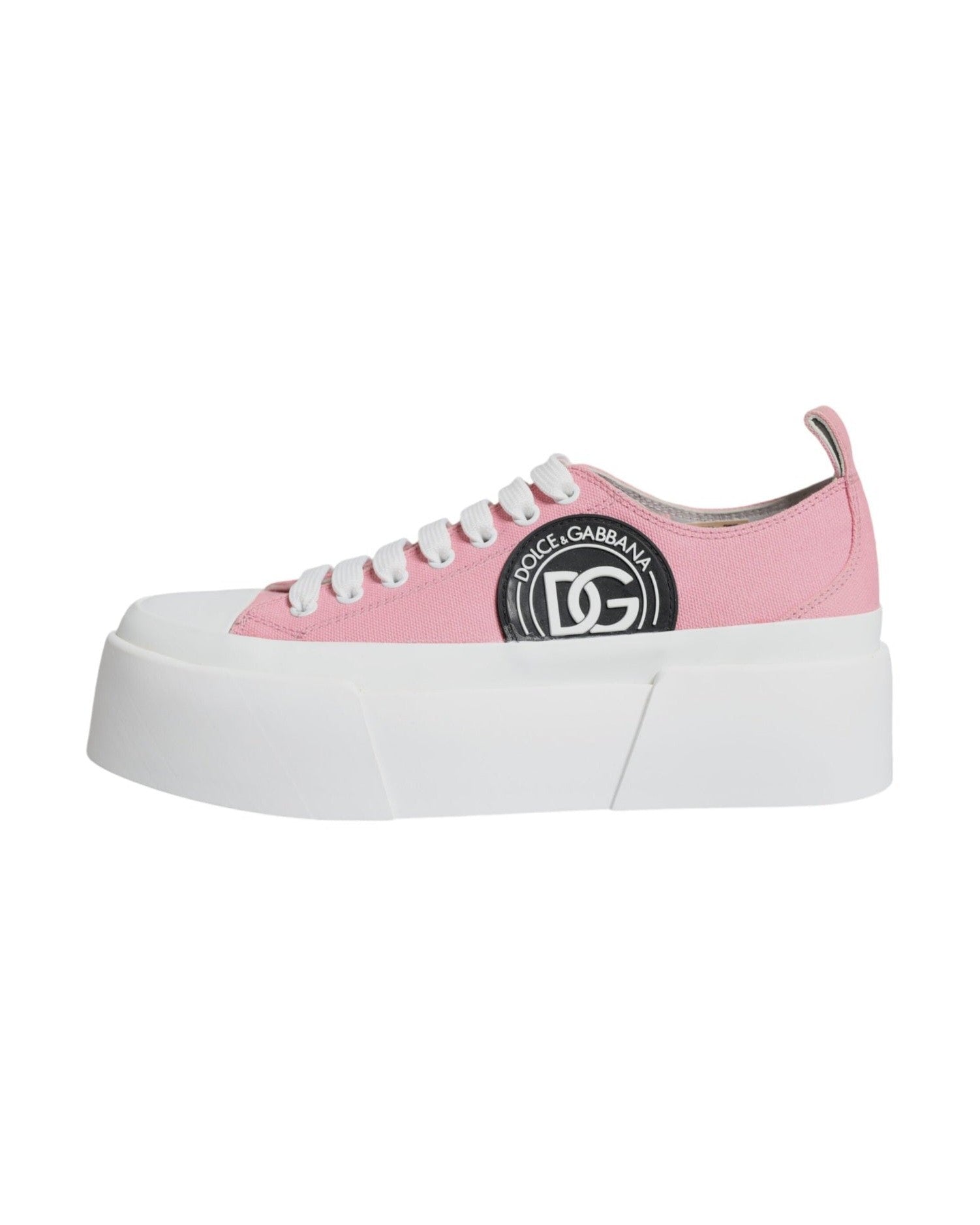 Dolce & Gabbana Pink White Canvas Logo Low Top Sneakers Shoes Glam Steals