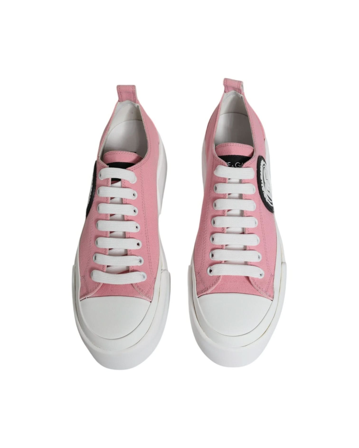 Dolce & Gabbana Pink Canvas Logo Low Top Sneakers Shoes Sneakers