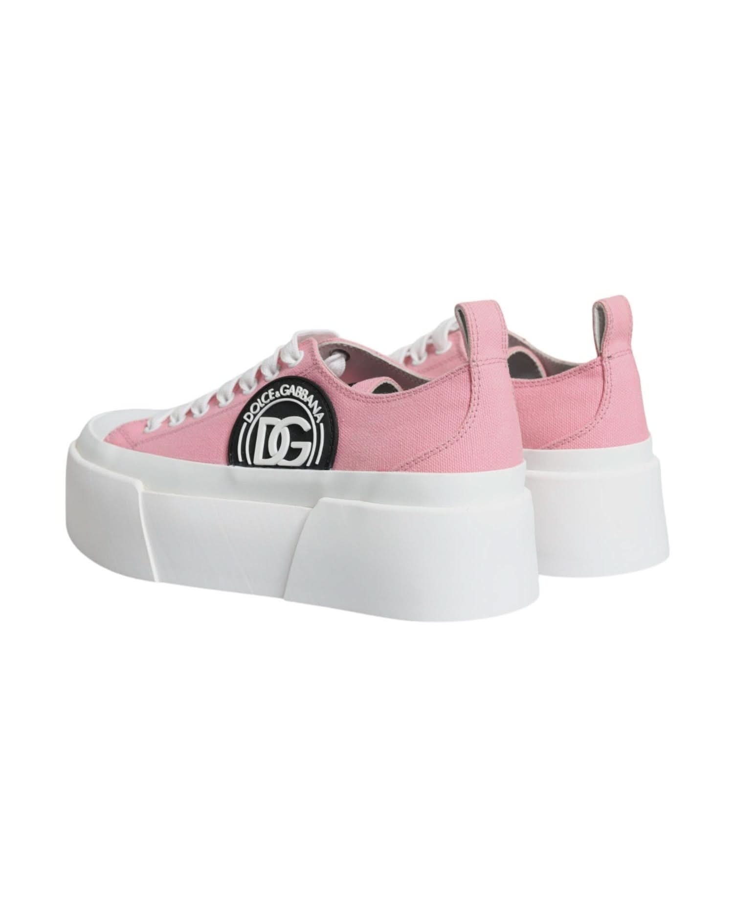 Dolce & Gabbana Pink Canvas Logo Low Top Sneakers Shoes Sneakers