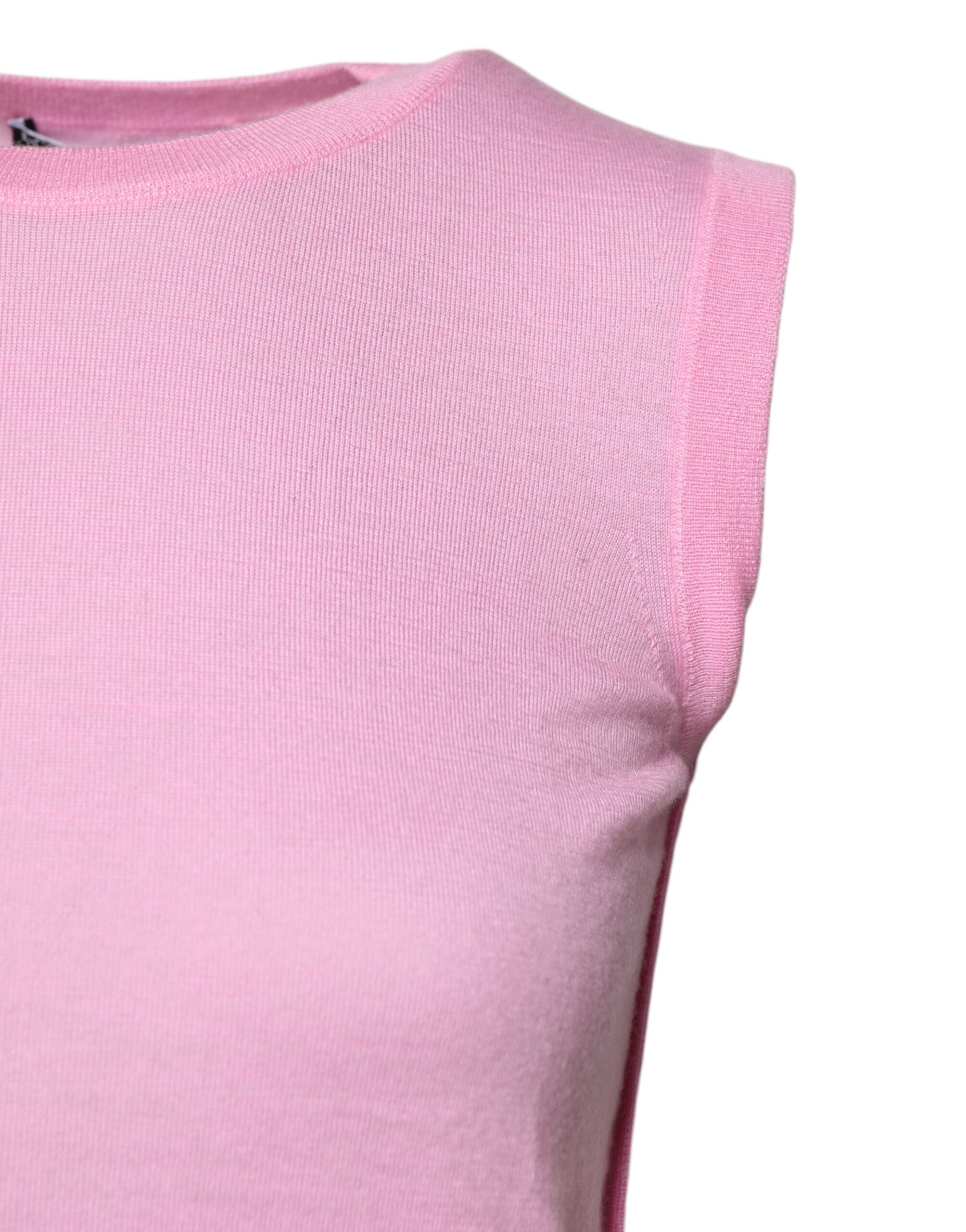 Dolce & Gabbana Pink Cashmere Round Neck Sleeveless Tank Top Glam Steals