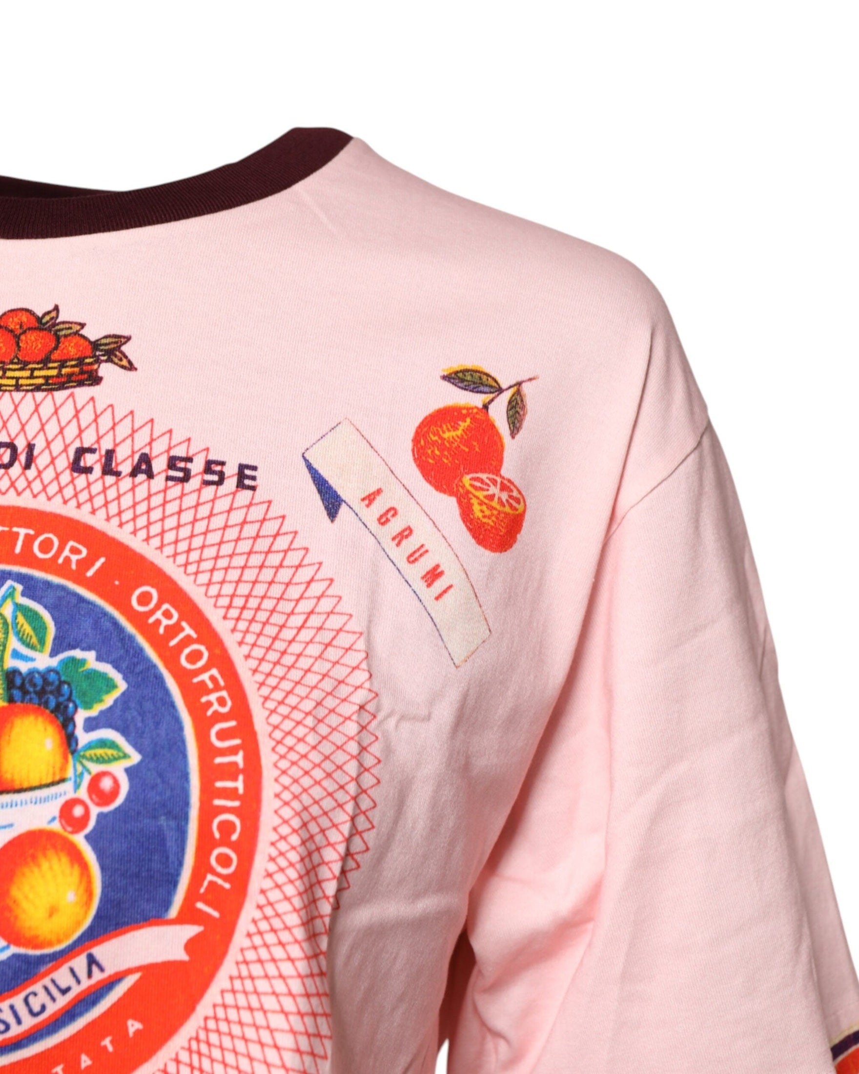 Dolce & Gabbana Pink Cotton Print Short Sleeves Cropped Top Glam Steals