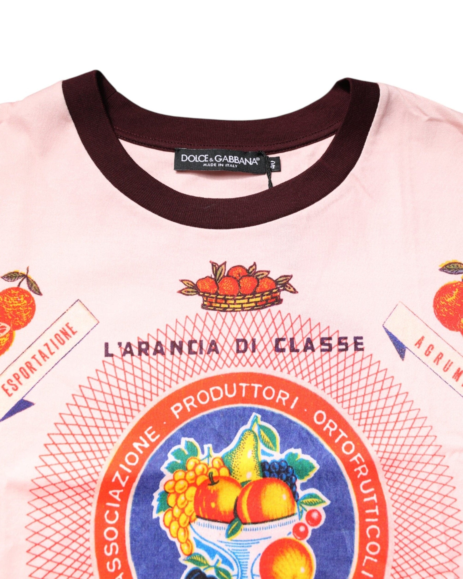 Dolce & Gabbana Pink Cotton Print Short Sleeves Cropped Top Glam Steals