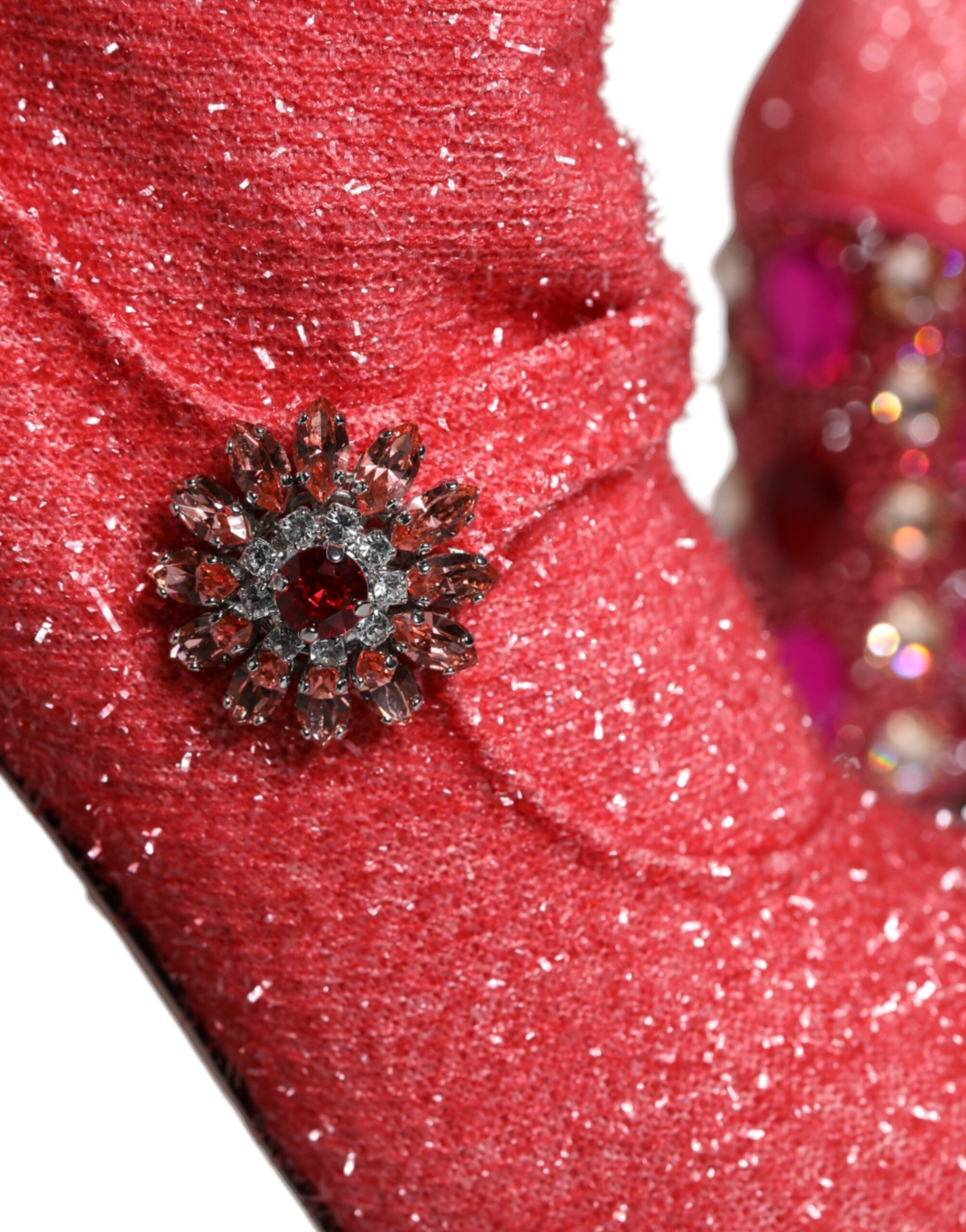 Dolce & Gabbana Pink Crystal Lurex Fantasy High Boots Shoes Glam Steals