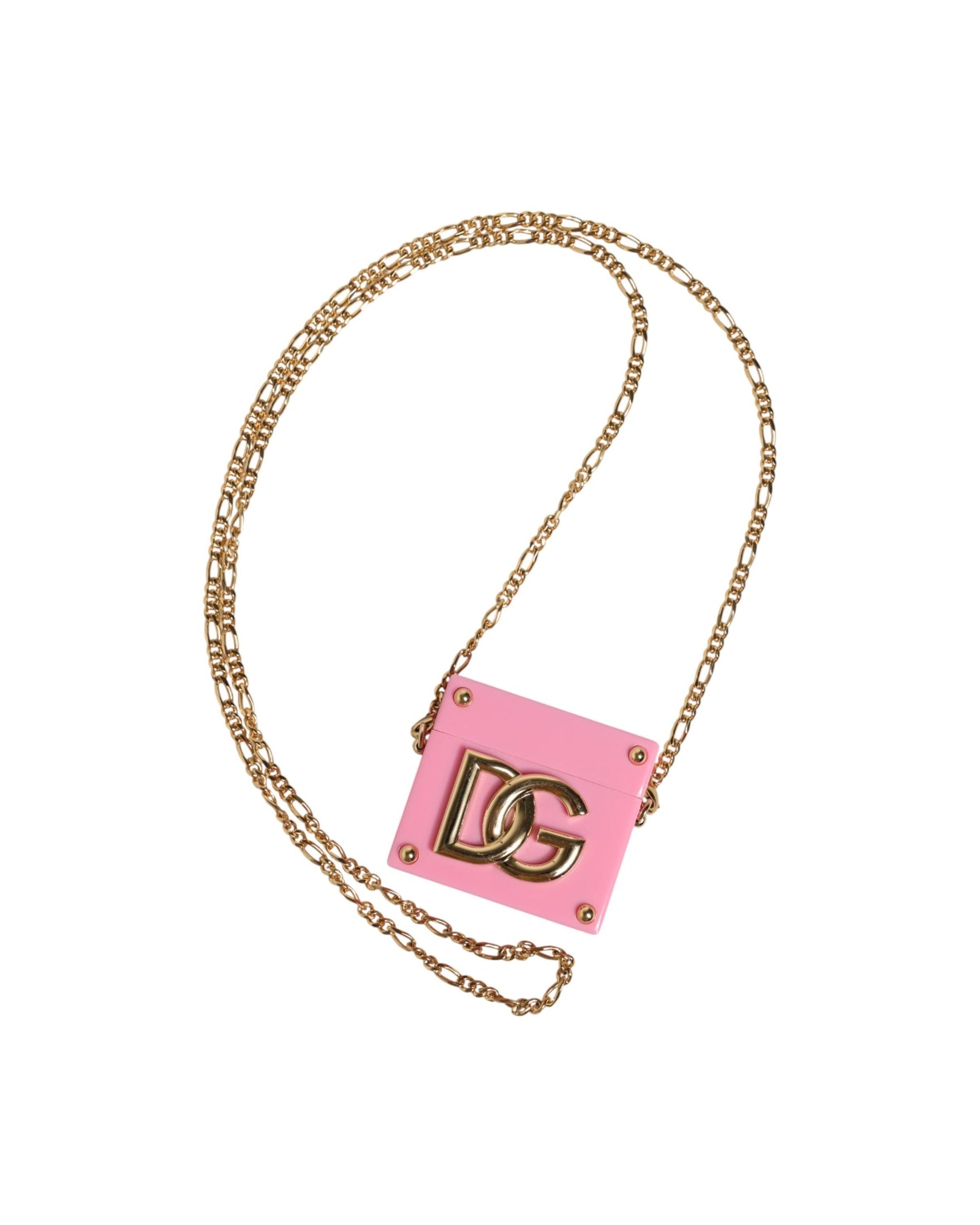 Dolce & Gabbana Pink Dg Logo Plaque Cover Gold Chain Airpods Case Glam Steals
