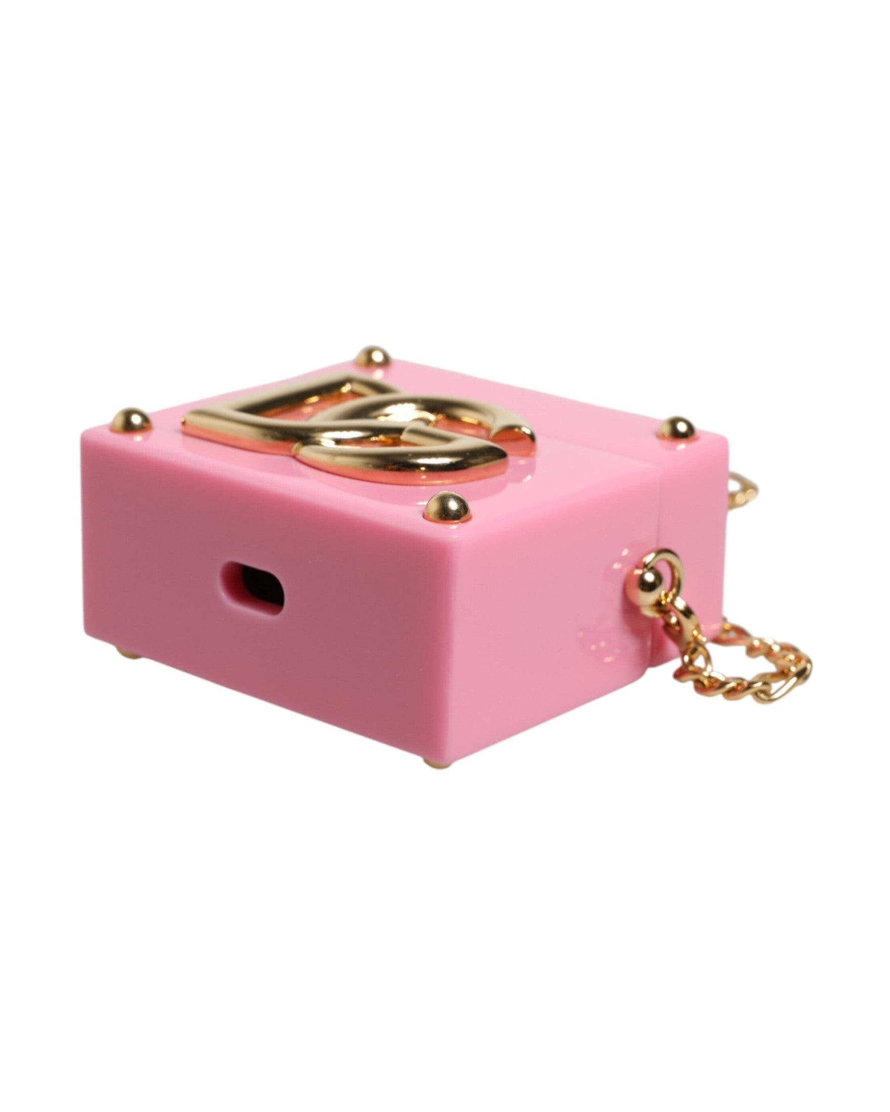 Dolce & Gabbana Pink Dg Logo Plaque Cover Gold Chain Airpods Case Glam Steals