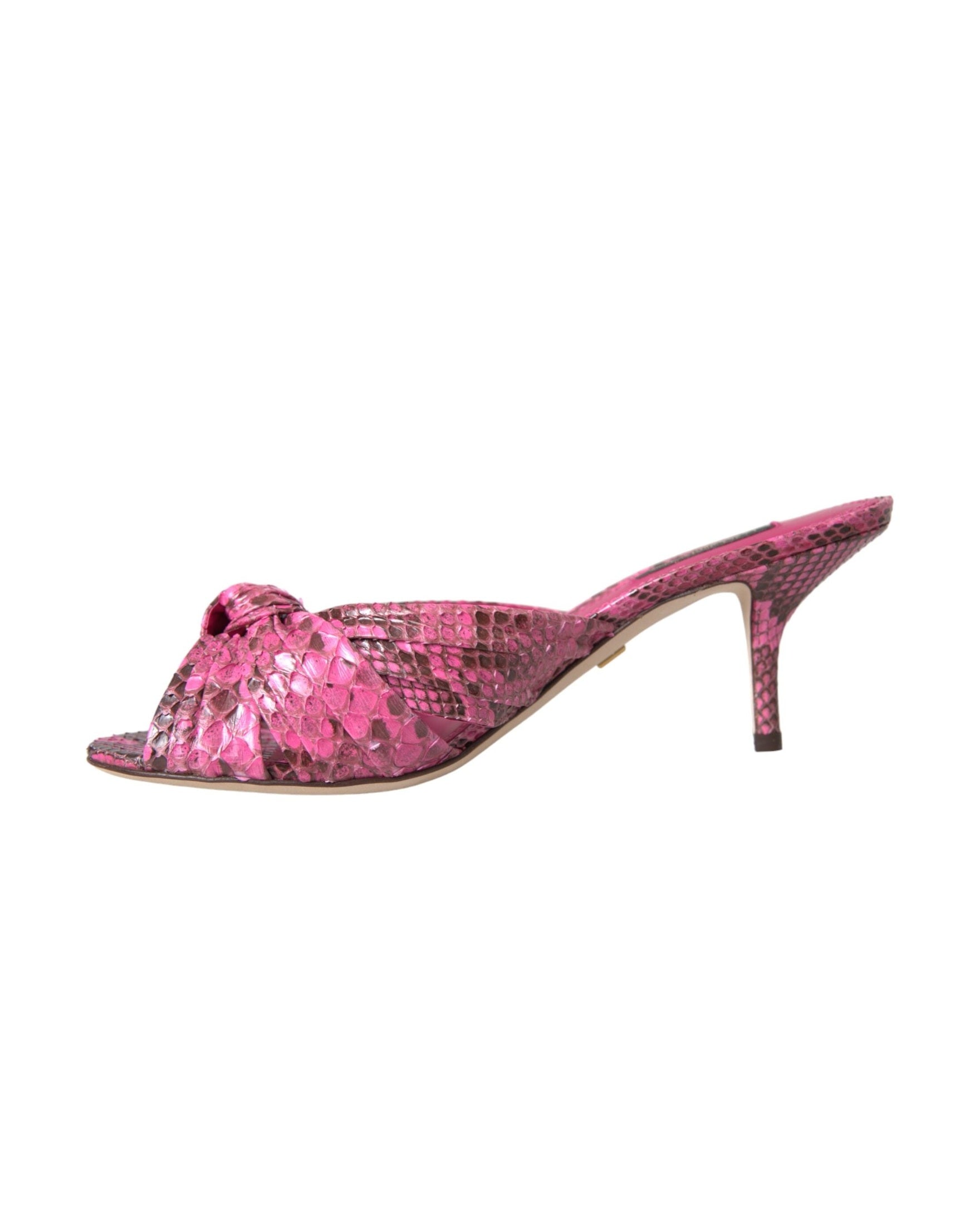 Dolce & Gabbana Pink Exotic Leather Kitten Heels Slides Shoes Glam Steals