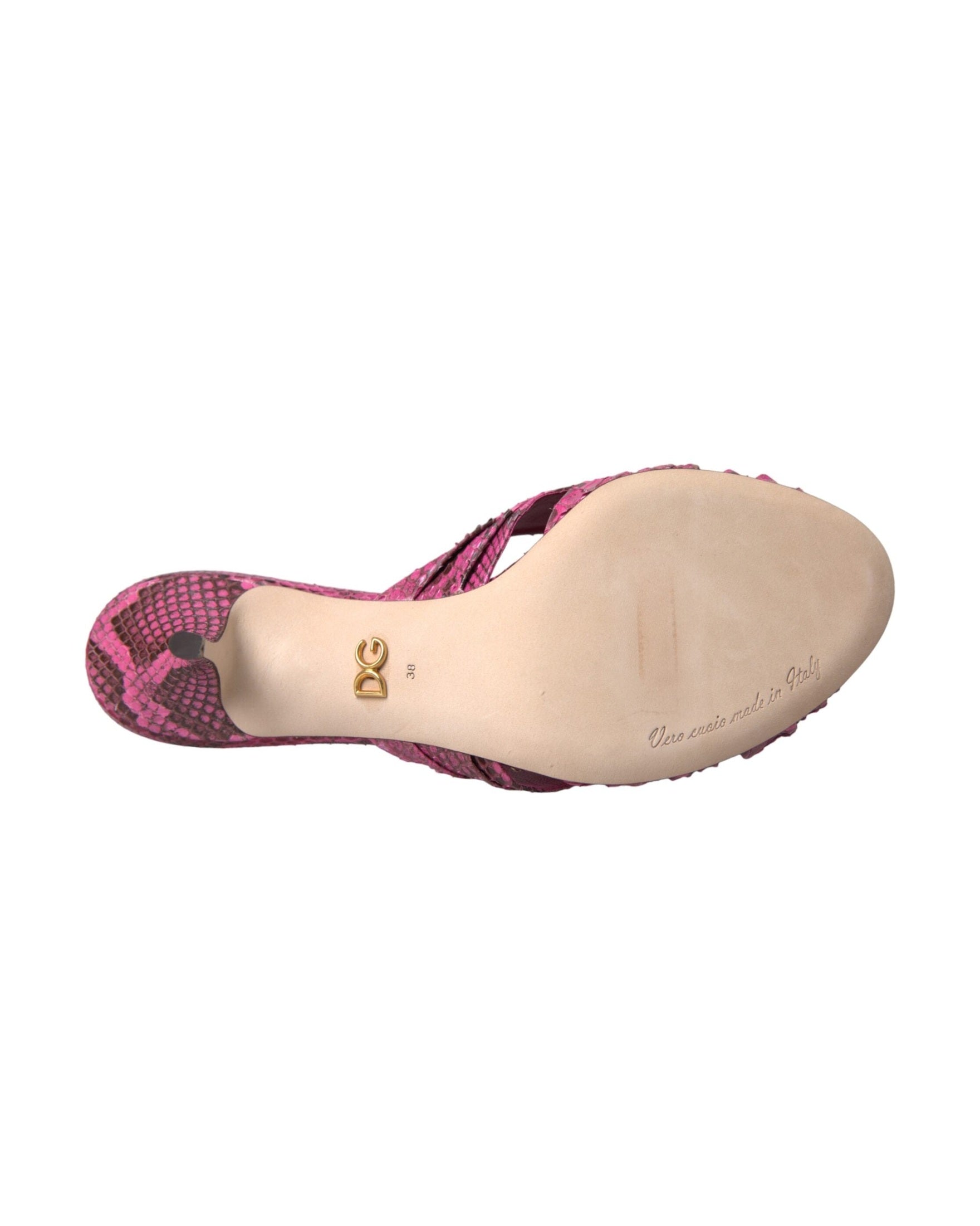 Dolce & Gabbana Pink Exotic Leather Kitten Heels Slides Shoes Glam Steals