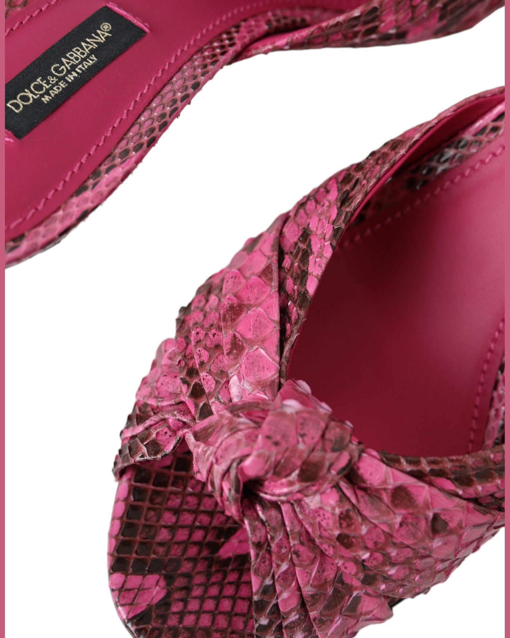 Dolce & Gabbana Pink Exotic Leather Kitten Heels Slides Shoes Glam Steals