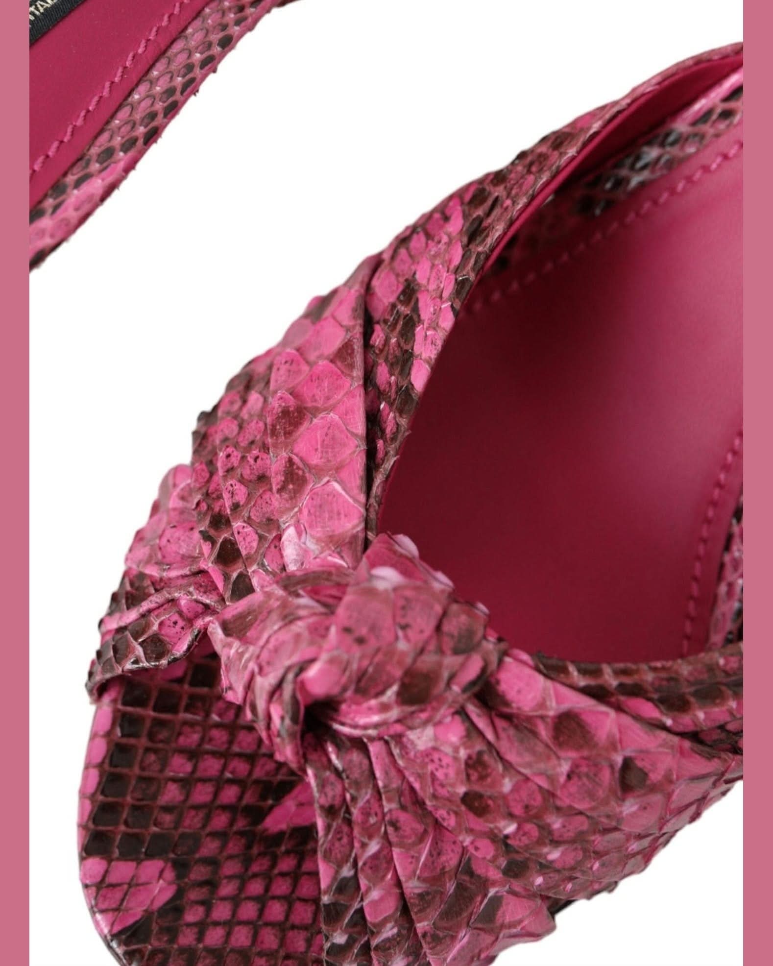 Dolce & Gabbana Pink Exotic Leather Kitten Heels Slides Shoes Heels