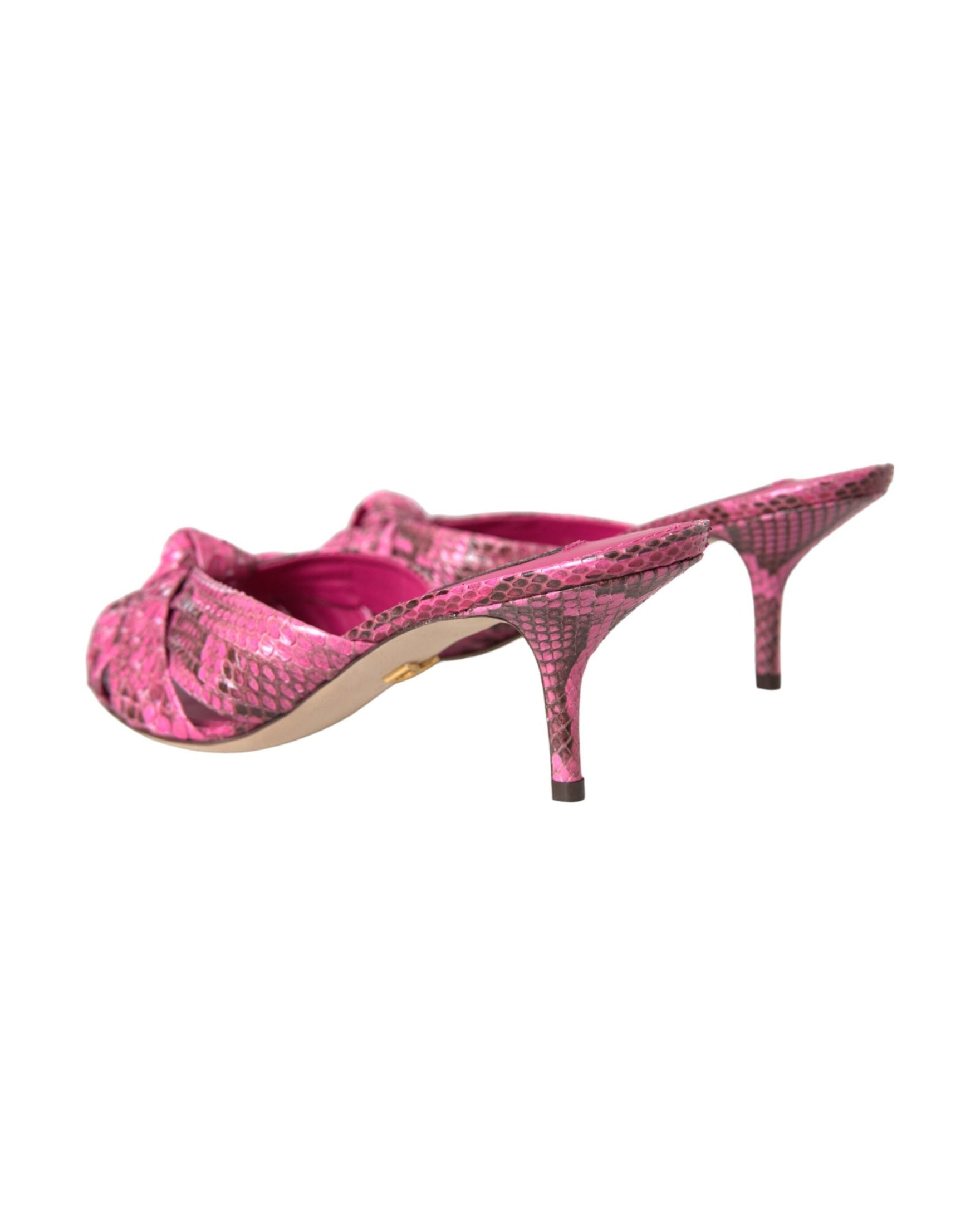 Dolce & Gabbana Pink Exotic Leather Kitten Heels Slides Shoes Glam Steals
