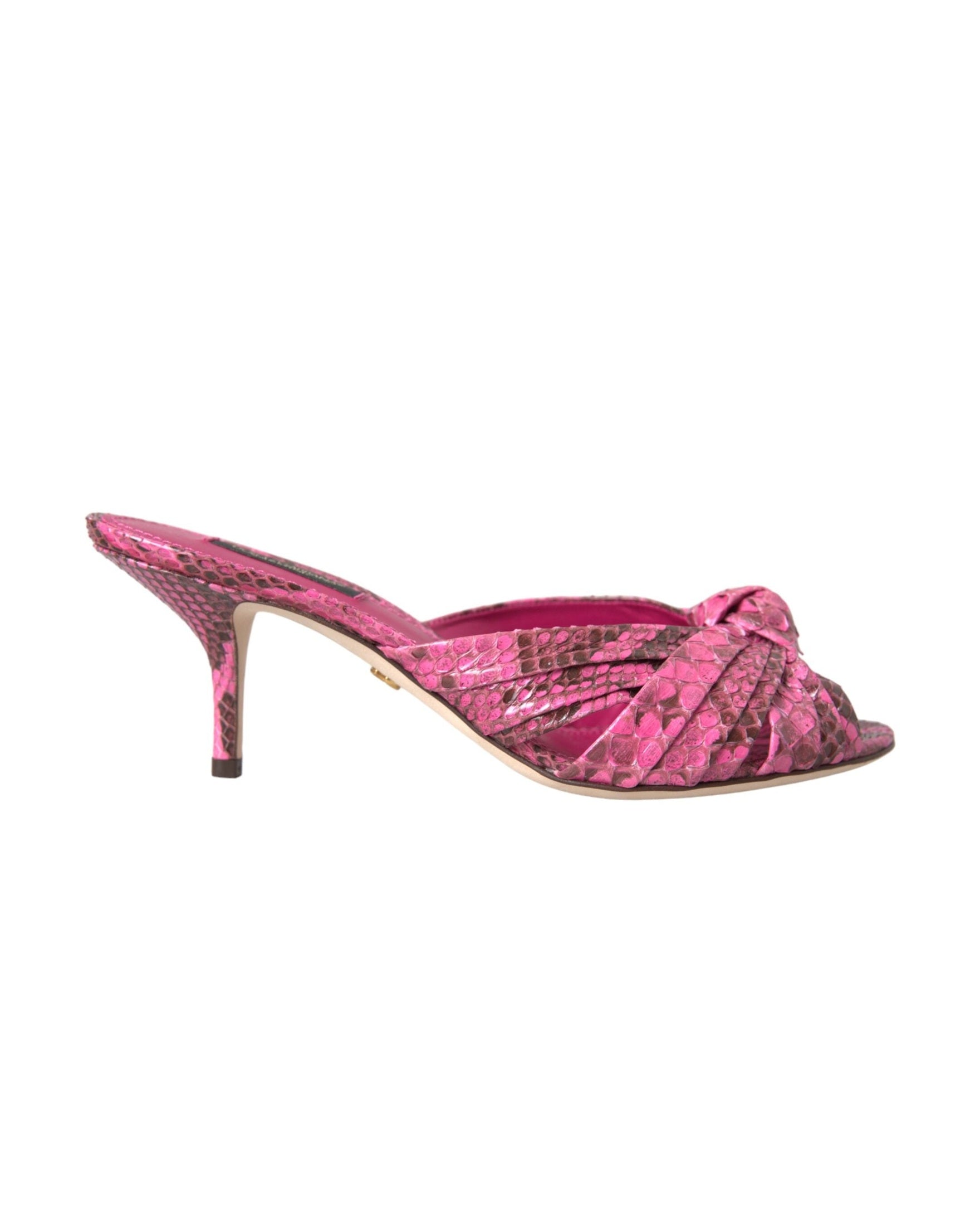 Dolce & Gabbana Pink Exotic Leather Kitten Heels Slides Shoes Glam Steals